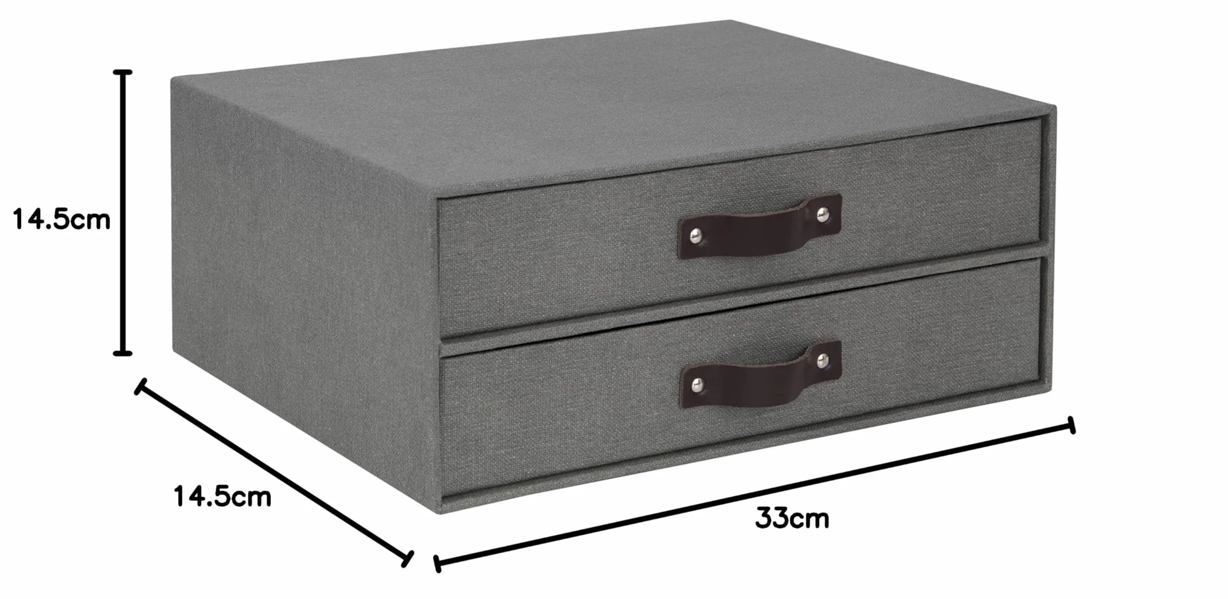 Bigso Box of Sweden Mini komoda biurkowa na dokumenty i materiały biurowe - organizer na biurko z 2 szufladami - pudełko z szufladami z włókna drzewnego i papieru - szary