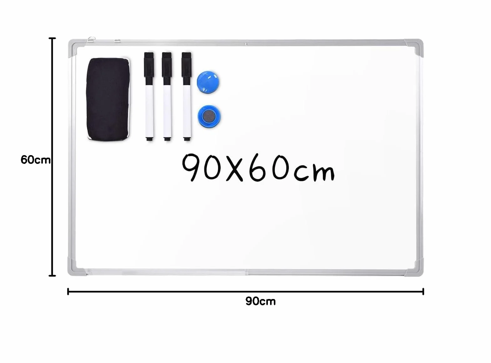 GOPLUS Biała tablica suchościeralna magnetyczna 90x60 cm z ramą aluminiową i półką
