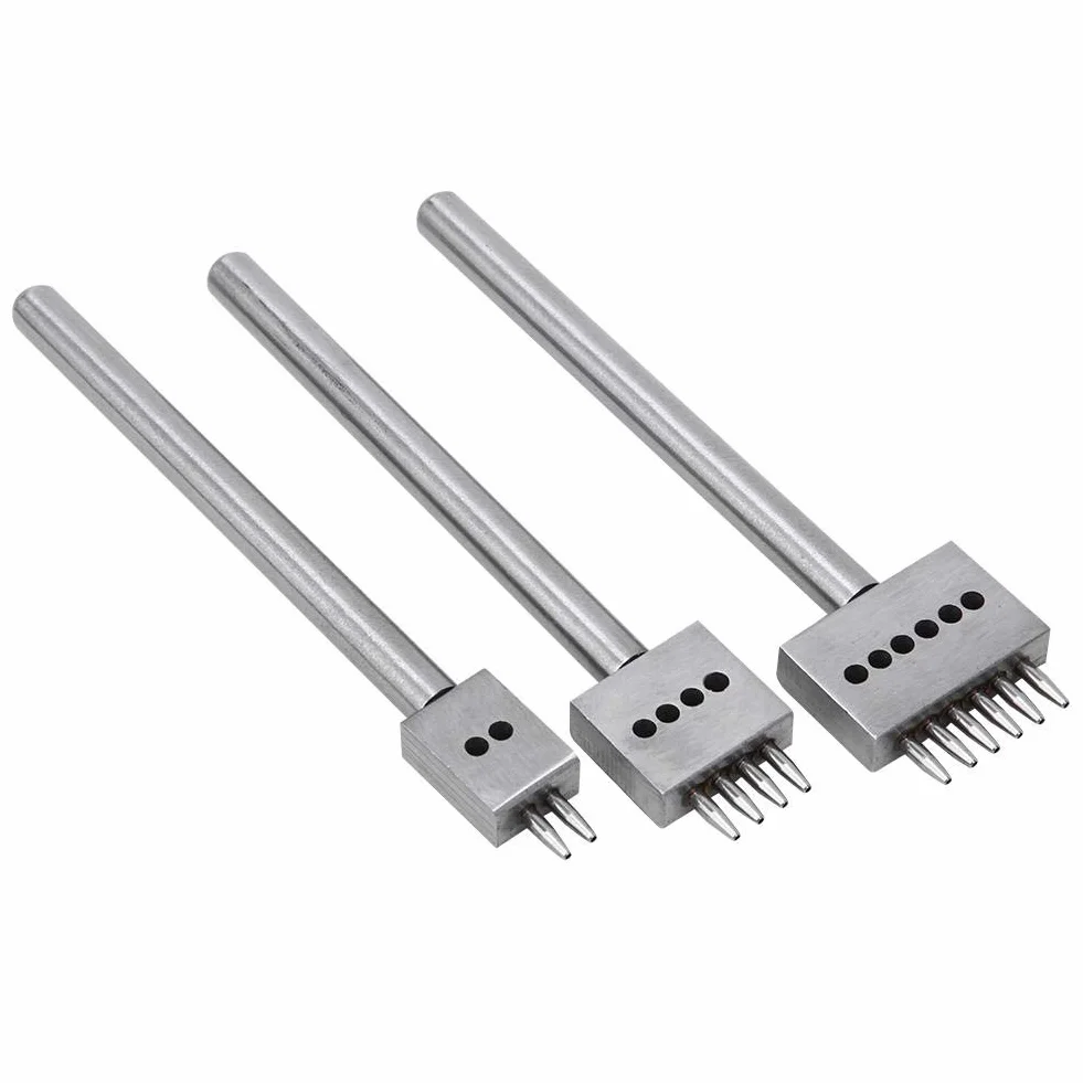 MAGT Dziurkacz do skóry Stal narzędziowa 4mm 2/4/6 zębów Dłuto zębate 3szt