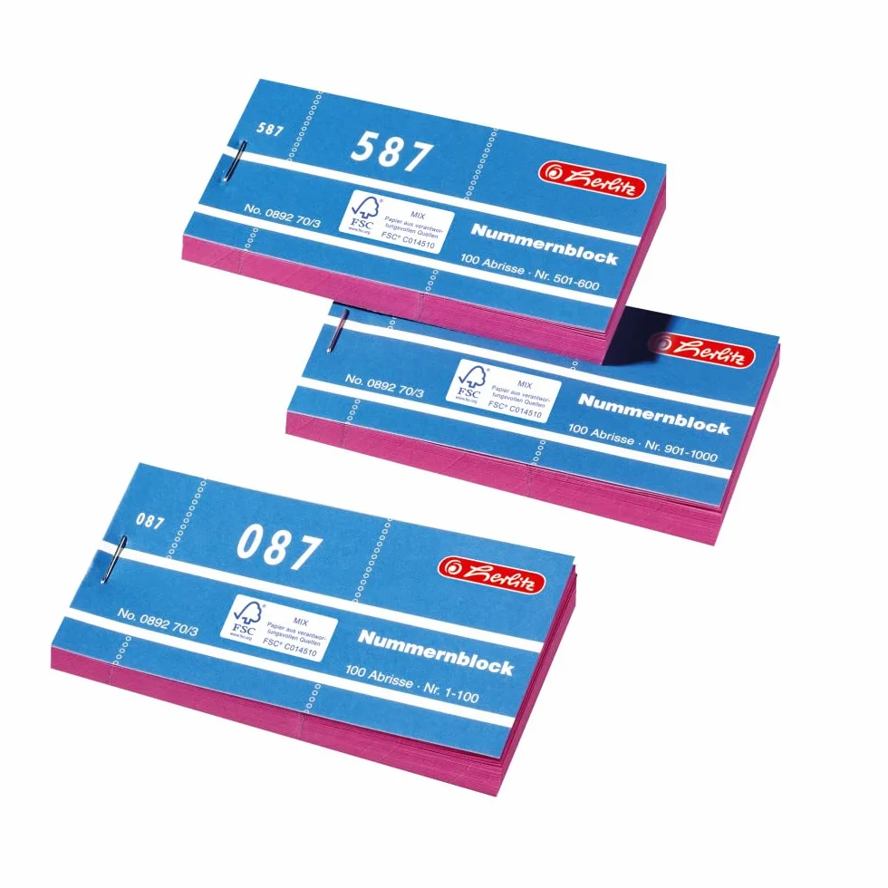Herlitz bloki numeryczne 1-1000, 10x100 odrywanie