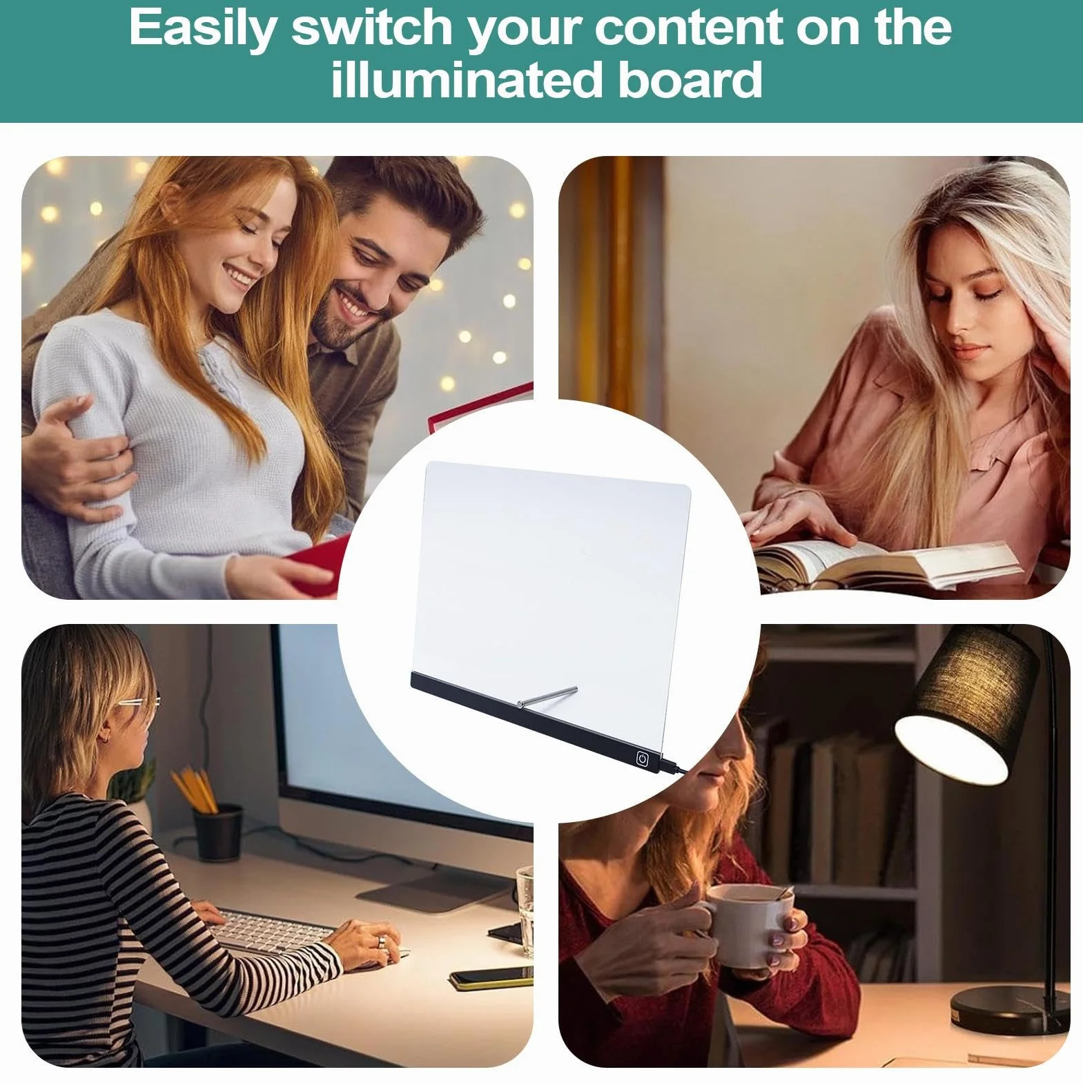 Tablice piszące podświetlane LED - Świecące tablice do pisania LED, ponownie nadające się do użytku, akrylowe tablice do notatek, błyszczące memo dla domu, rękodzieła, gry, ćwiczenia, podróże, imprezy