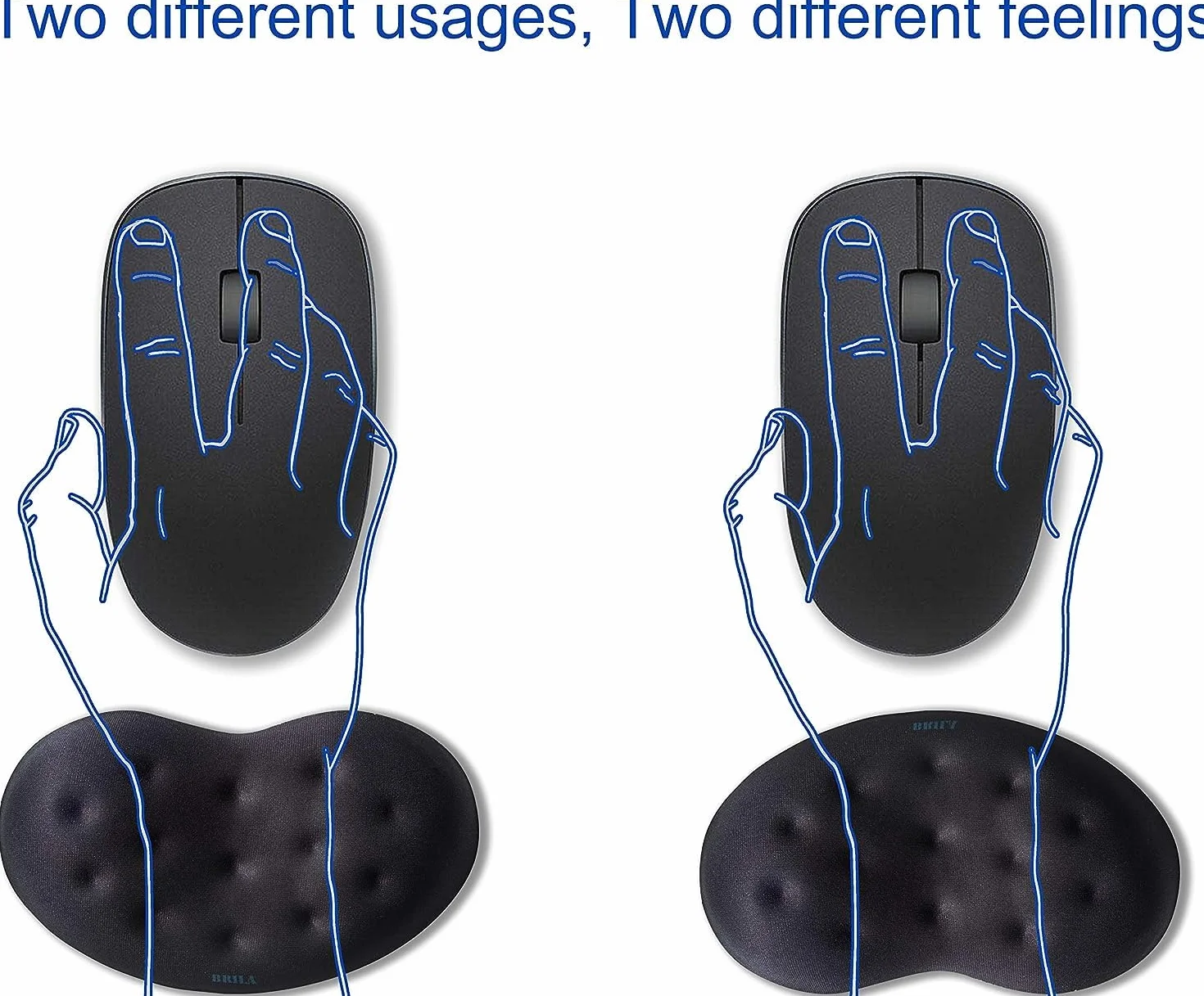 BRILA Ergonomiczna podkładka pod nadgarstek z pianki z pamięcią kształtu, do komputera, laptopa, pracy biurowej, gier komputerowych, konstrukcja z otworami do masażu, ulga w bólu nadgarstków, czarna