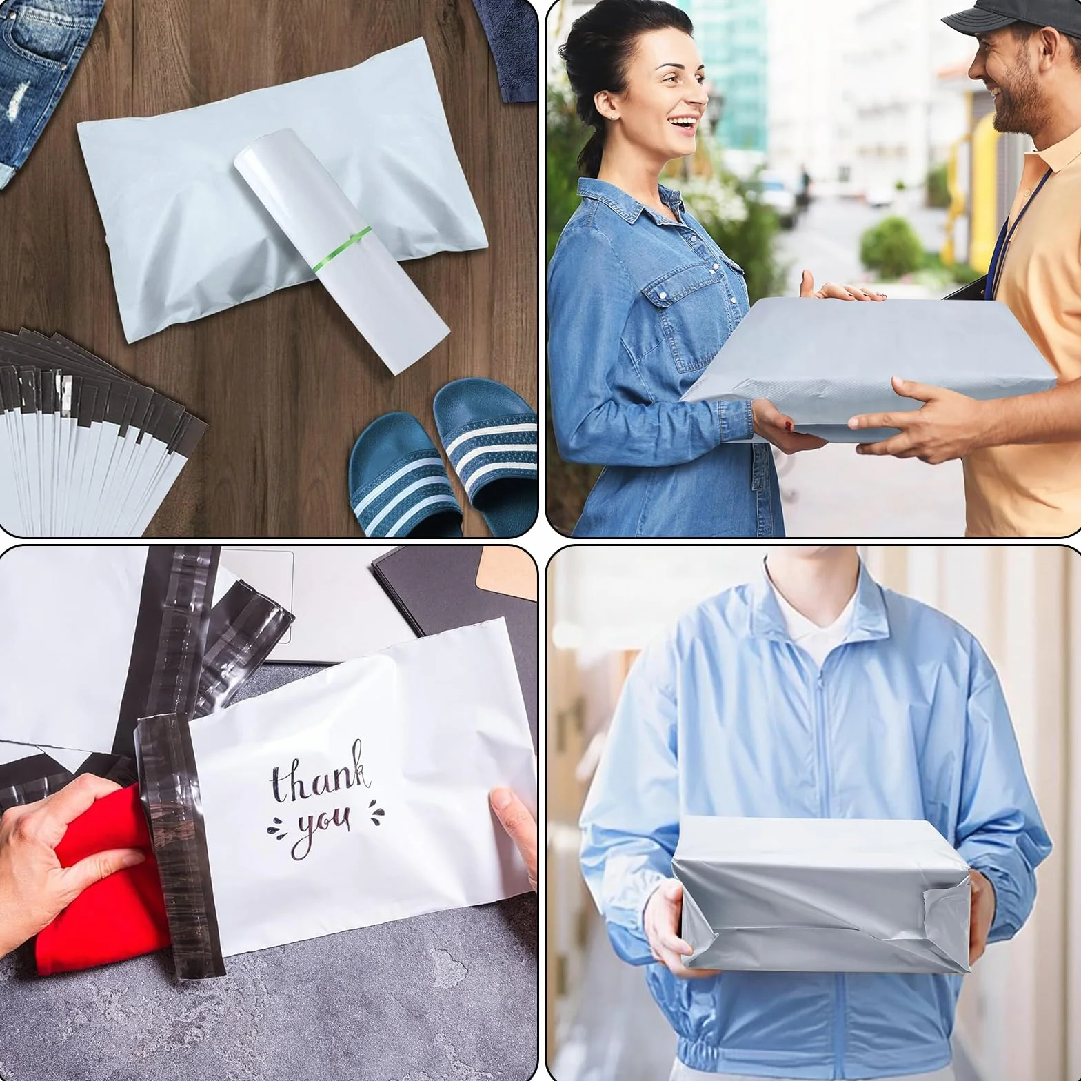 Torby wysyłkowe foliowe 90 sztuk S/M/L z zamknięciem samoprzylepnym wodoodporne