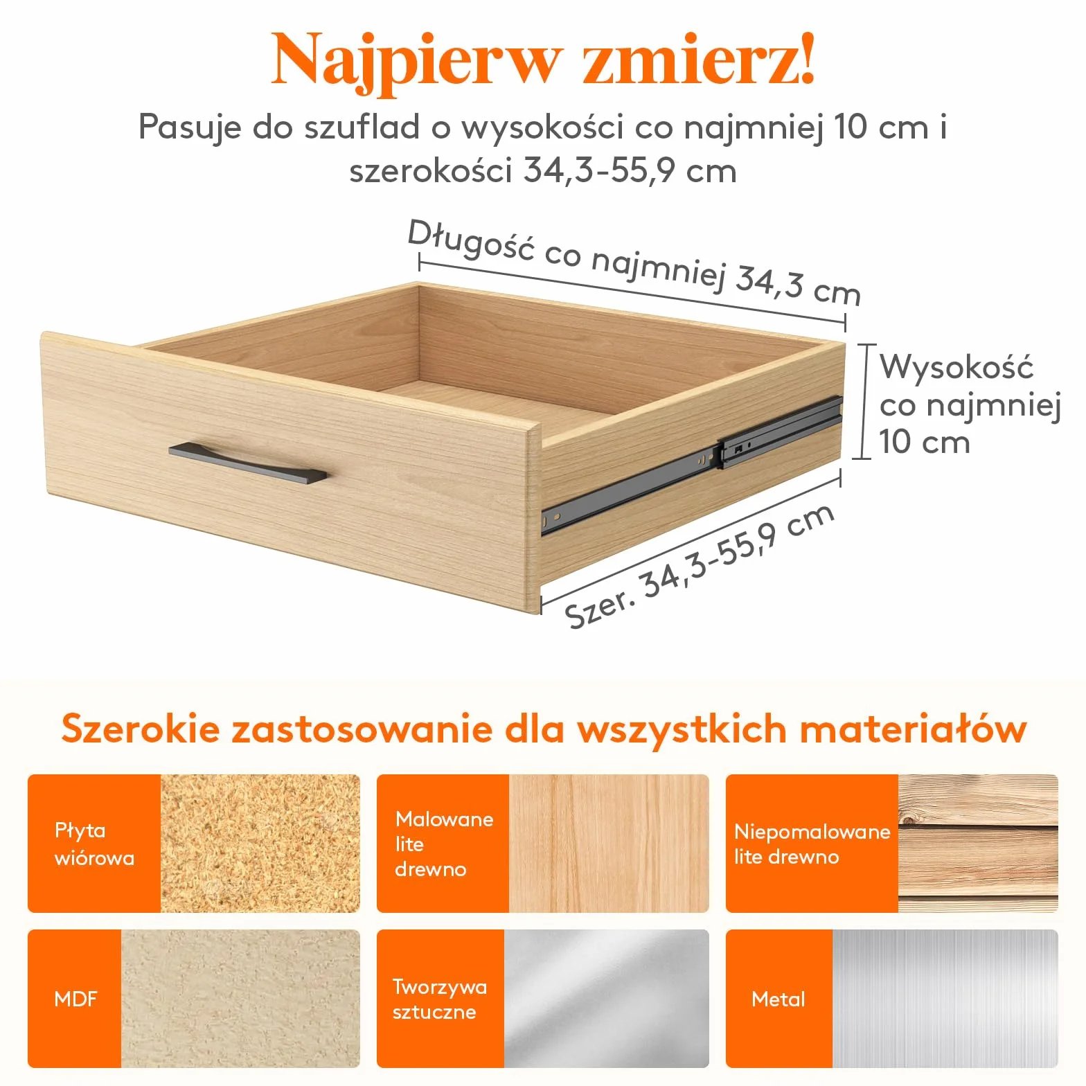 Lifewit Organizery do Szuflad 10 cm, 34,3-55,9 cm, Regulowane Separatory