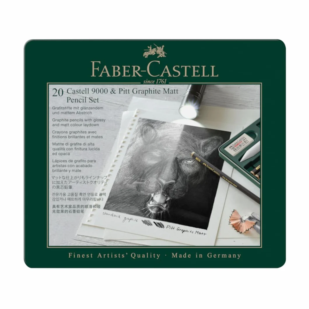 Faber-Castell Pitt Graphite Matt FC-115224 Zestaw Ołówków, Szary, 20 Elementów