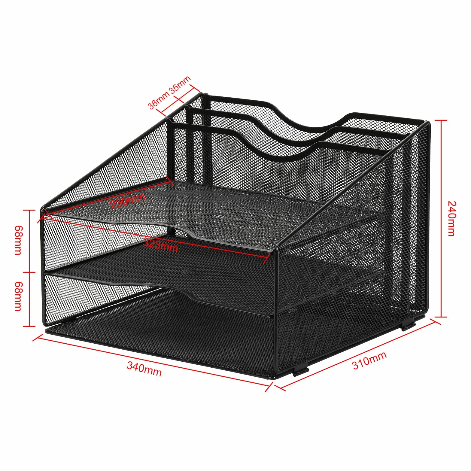 EasyPAG Organizer na Biurko A4 5 Przedziały Metal Siatka,Taca na Czasopisma,Półka na Listy,Stojak na Dokumenty do Domu & Biura,Czarny