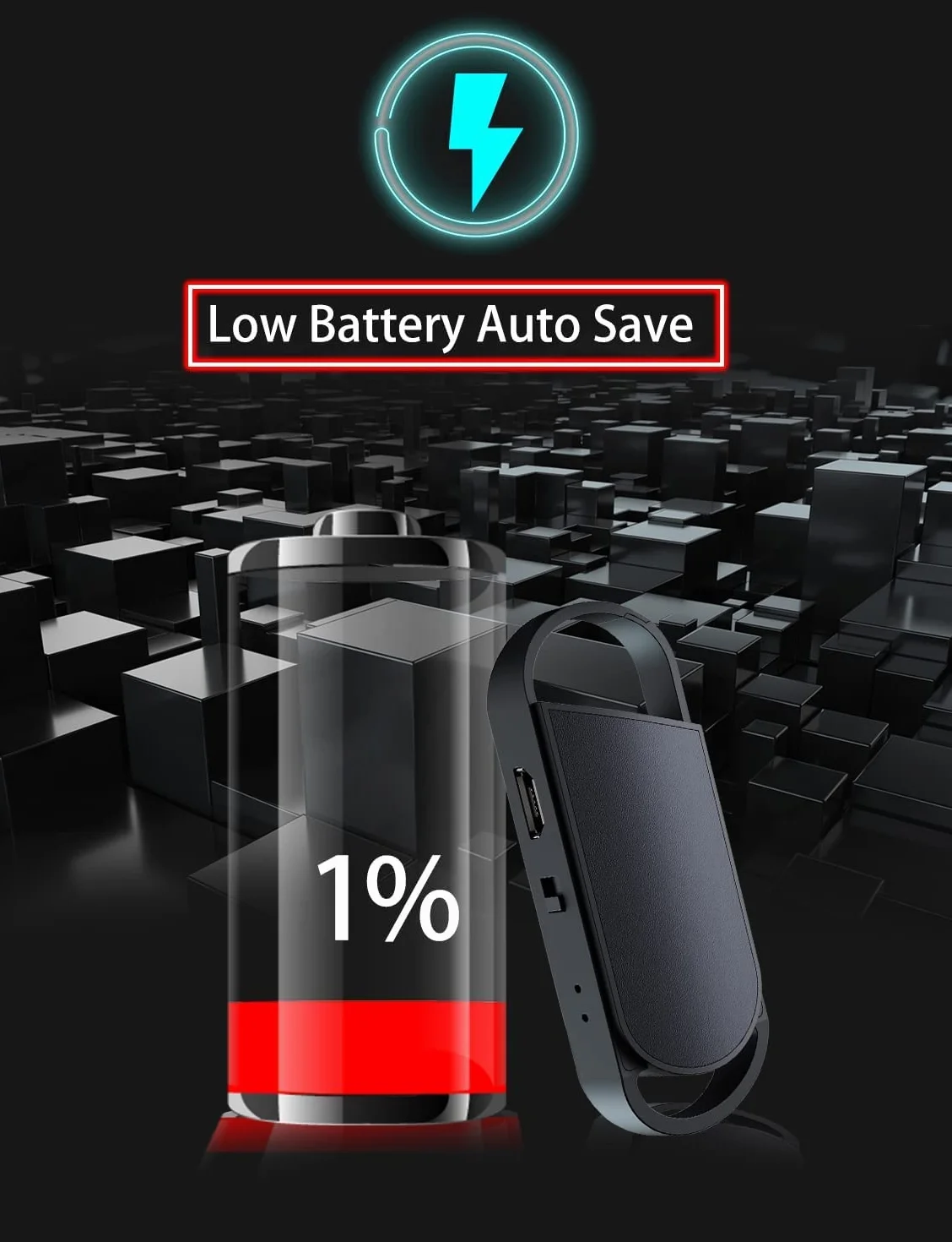Cyfrowy dyktafon 64 GB, z pojemnością nagrywania 750 godzin i 30 godzin ciągłego nagrywania, mini przenośny dyktafon na wykłady, spotkania, wywiady, klasy, obsługa jednym przyciskiem