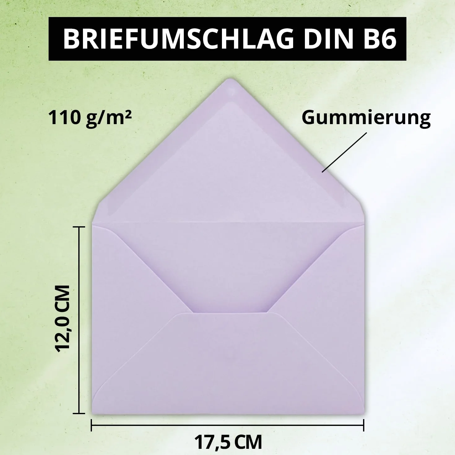 50 x kopert w formacie B6 - fioletowe - 12 x 17,5 cm - klejenie na mokro ze spiczastą klapką - 110 g/m² - koperty na zaproszenia