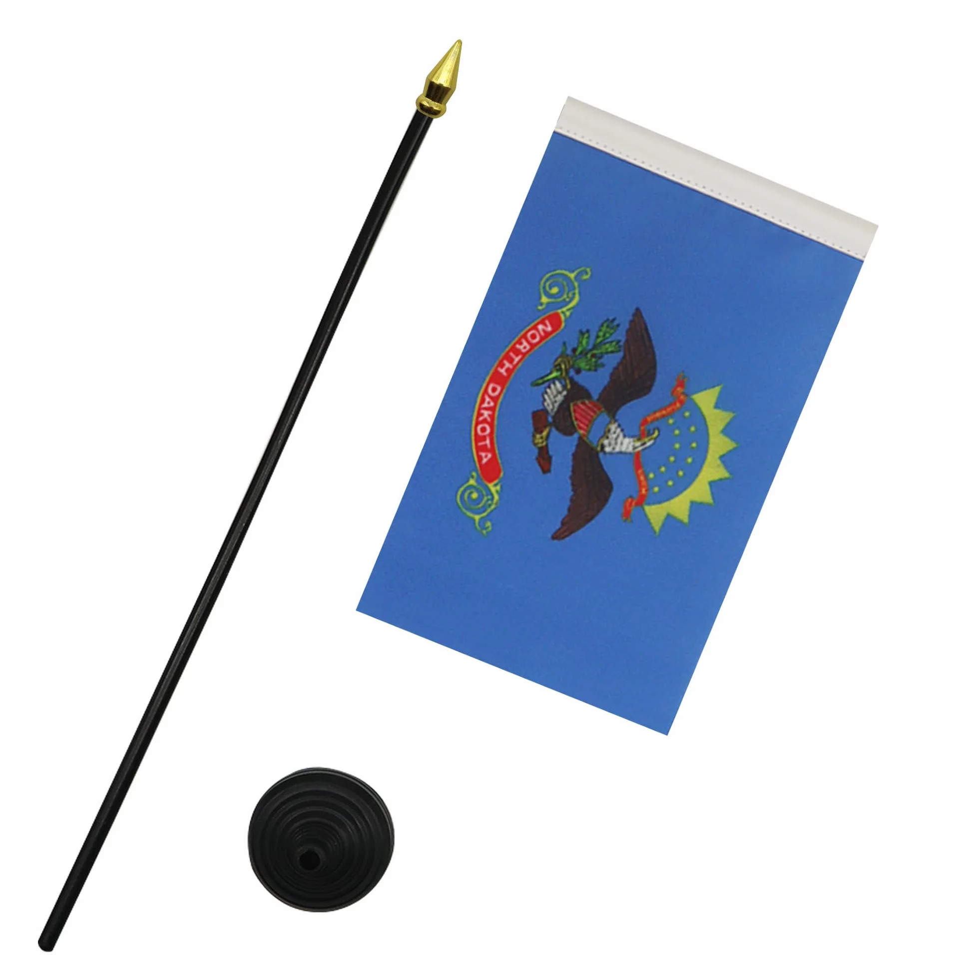 Drapeau de Table Dakota du Nord avec Pointe Or, 15cm x 10cm