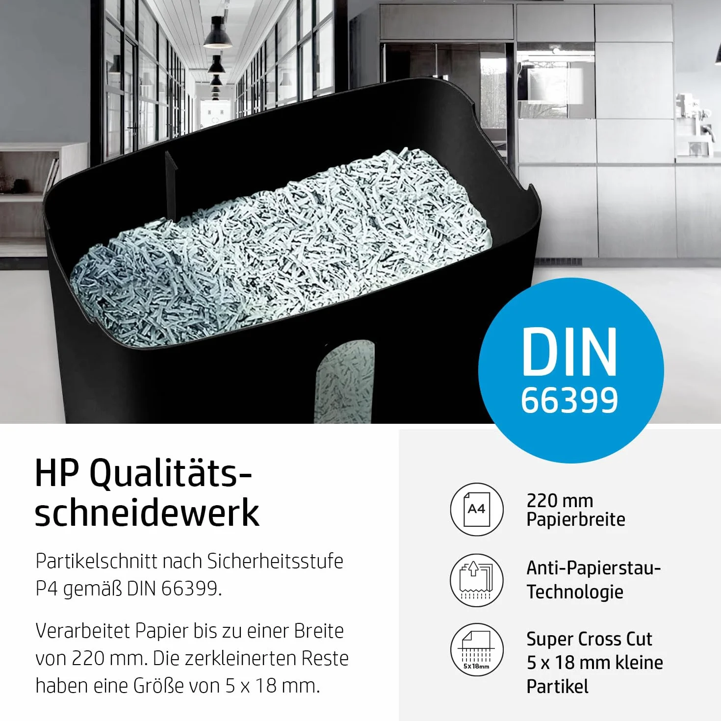 HP OneShred 8CC Black niszczarka dokumentów, poziom bezpieczeństwa P-4, Cross Cut, 8 arkuszy, 2826, czarny/srebrny, cięcie cząstek