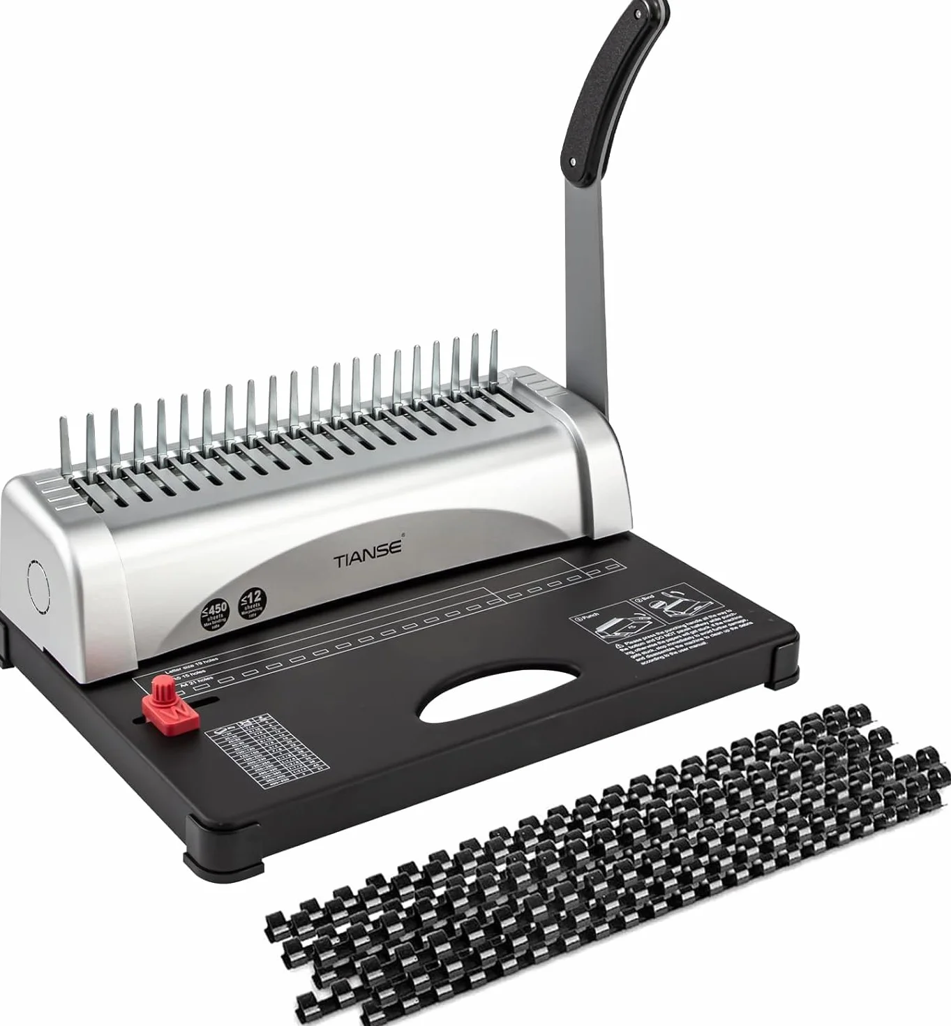 Bindownica TIANSE 21 otworów 450 arkuszy maszyna do wiązania spiralnego z zestawem startowym 100 szt. 3/8"