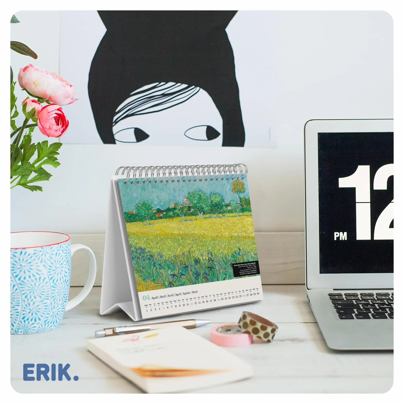 Grupo Erik Desk Calendar 2026 - Van Gogh Monthly Desk Planner, Desktop Gifts Under 10 Pounds