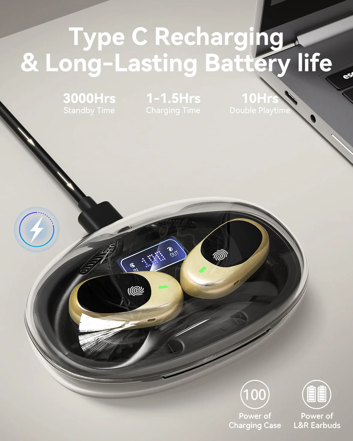 Słuchawki douszne do tłumaczenia języka AI w czasie rzeczywistym słuchawki douszne Bluetooth 5.4, obsługa 160 języków
