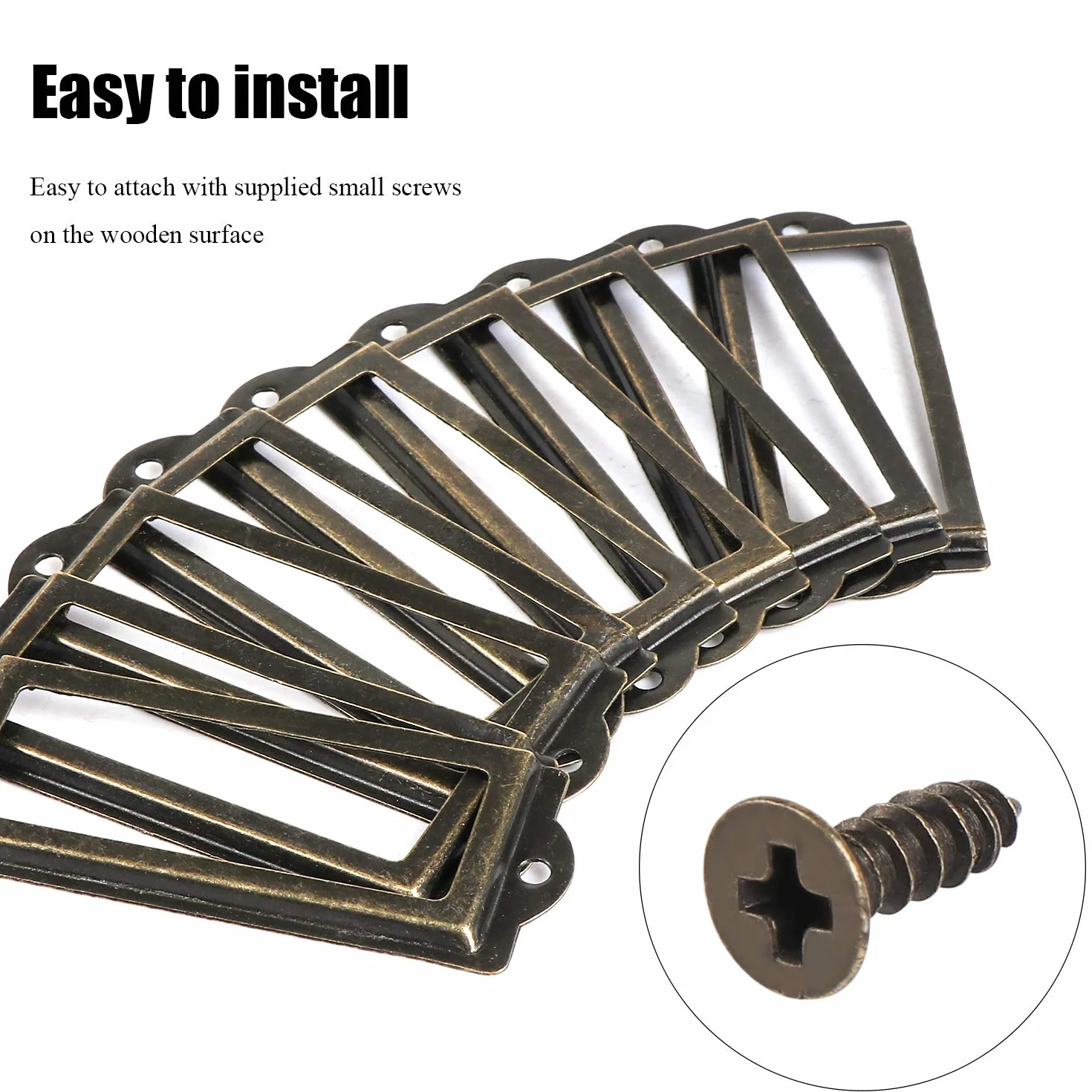 Kyrio Metalowe uchwyty na etykiety L-3,26x3,3 cm 83x33 brązowe