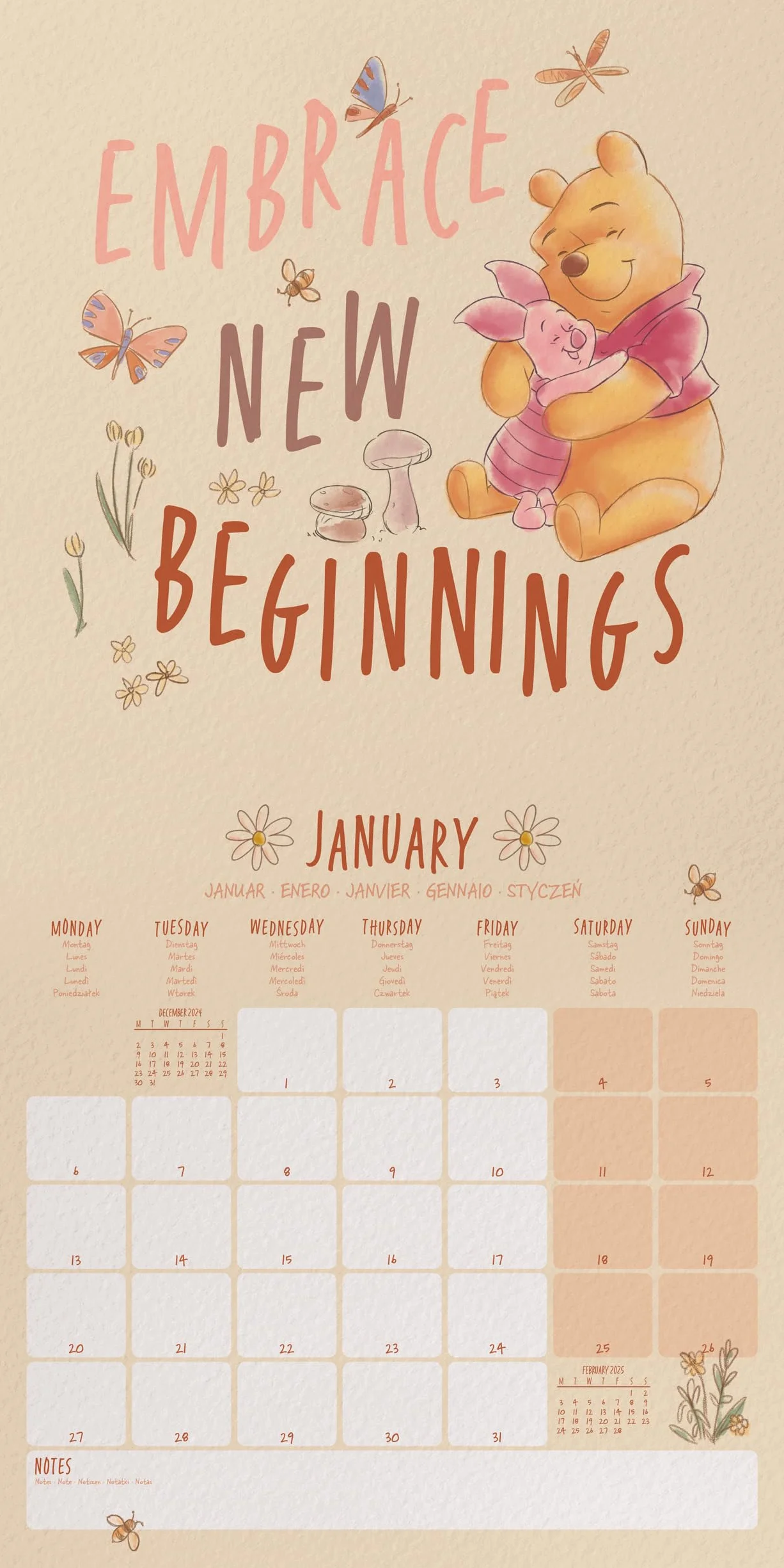 Calendario 30x30 cm Winnie the Pooh 2025 pyramid