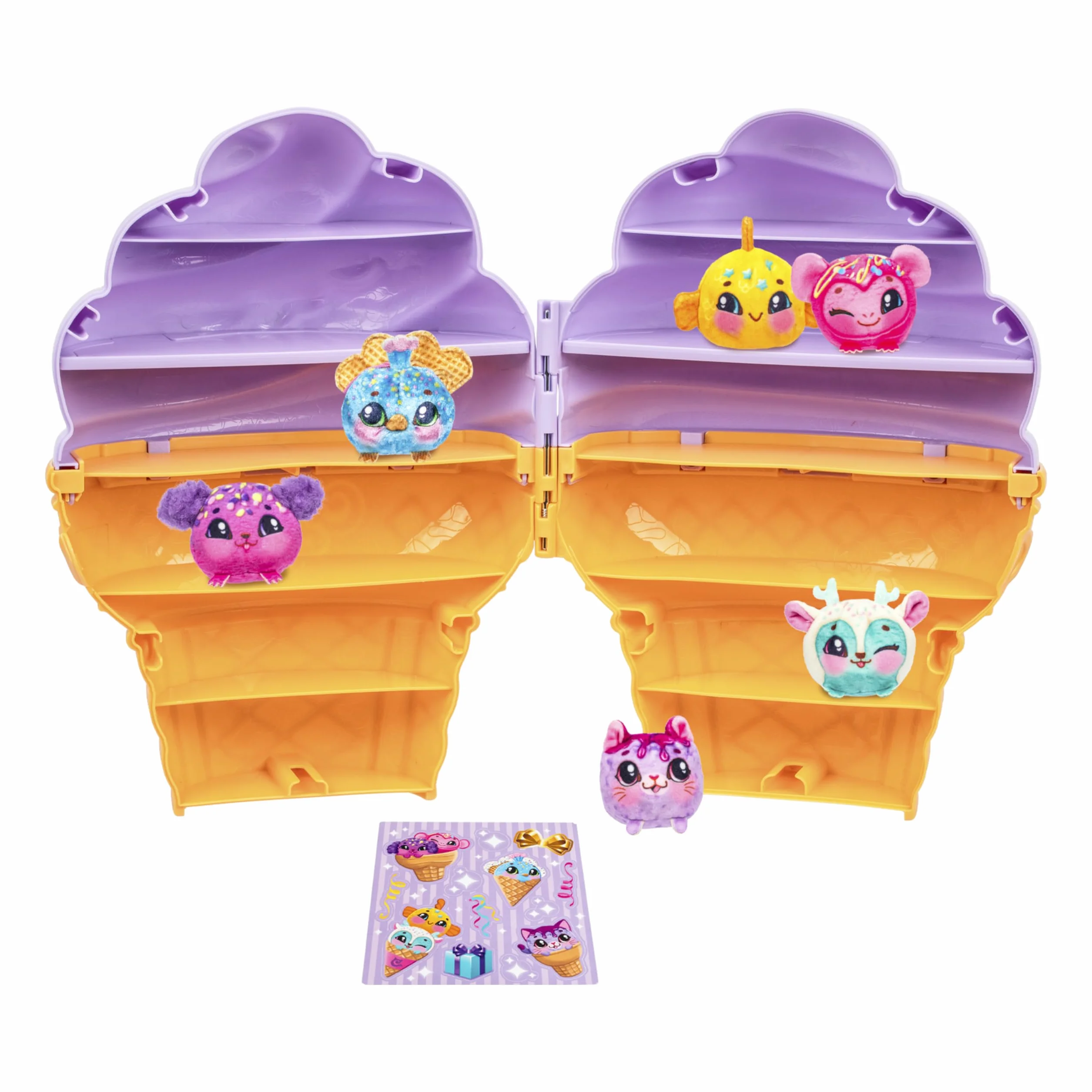 Cookeez Makery Etui Yum Yumz, gigantyczne na 36 lodów, 6 ekskluzywnych pluszowych, zabawny arkusz naklejek