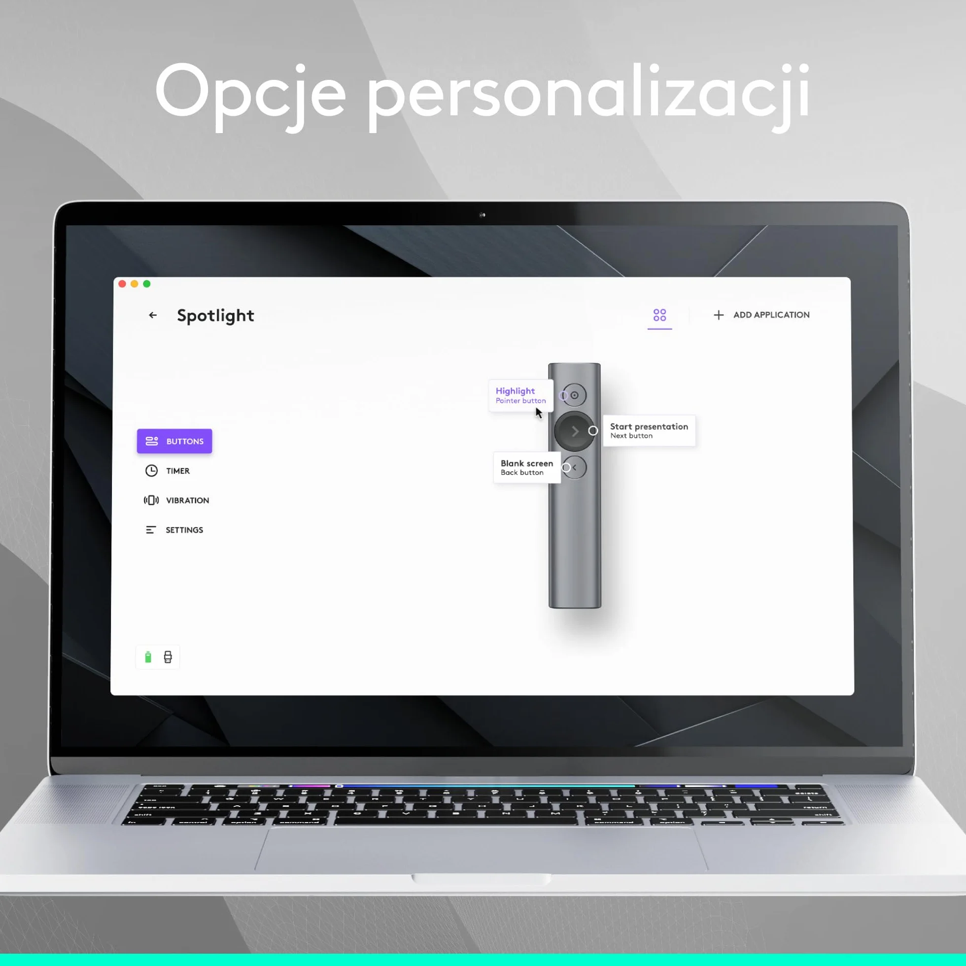 Logitech Spotlight™ Presentation Remote, Z zaawansowanym cyfrowym wskaźnikiem i zegarem z alertami wibracyjnymi, PC/Mac - Szary