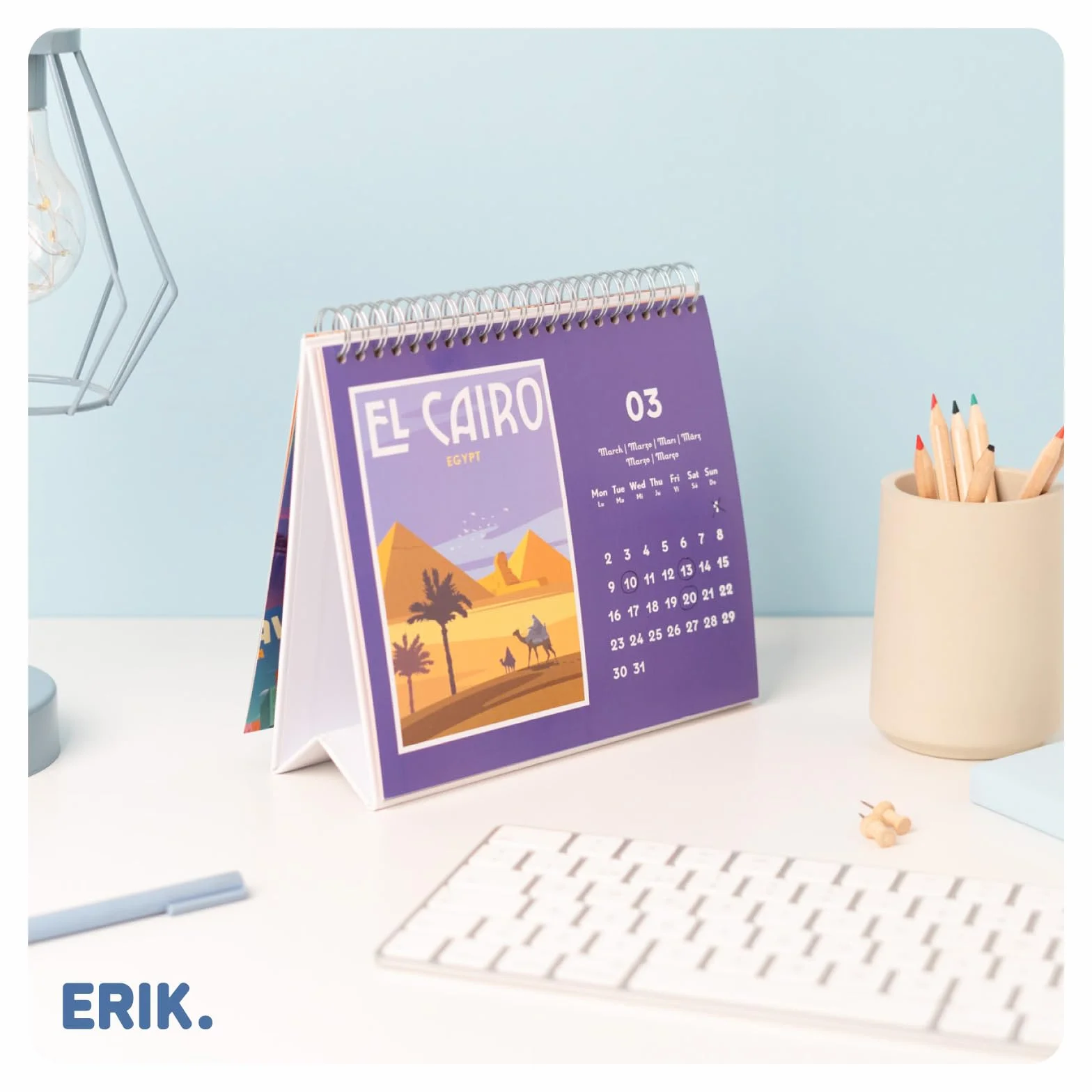 Grupo Erik Desk Calendar 2026 - Travel Calendar 2026 Month To View | Monthly Desk Planner, Desktop Gifts Under 10 Pounds | Travel Gifts For Friends