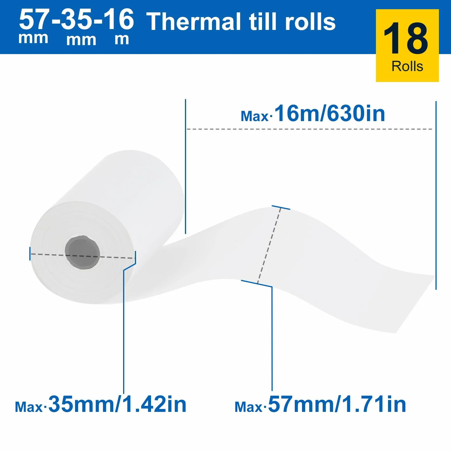 Rolki do kasy 57 mm papier termiczny 57x12x16 m kompatybilne z większością kalkulatorów i kas fiskalnych