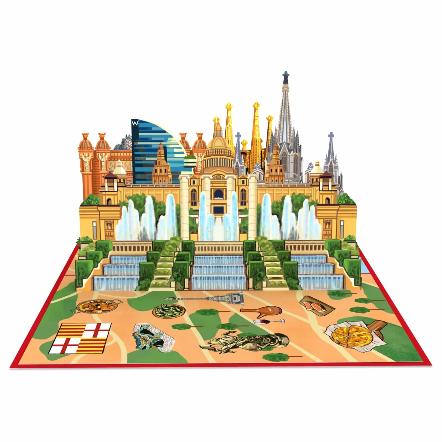 Kartka rozkładana papercrush® Pop-Up Barcelona – 3D kartka urodzinowa dla mężczyzn i kobiet (mąż, żona), 3D kartka prezentowa jako bon podróżny na wycieczkę do Barcelony, bon hotelowy na weekendową