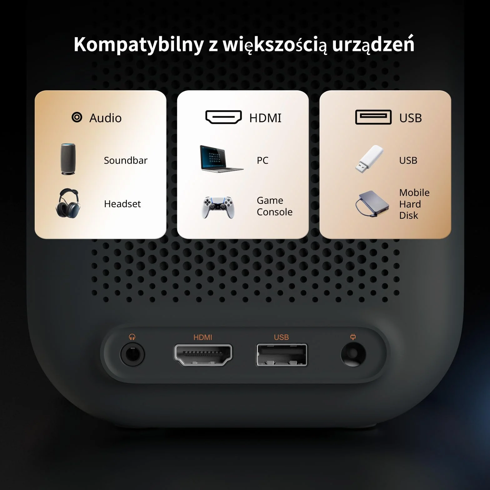 WEMAX Inteligentny Projektor Google TV 1080P Full HD, Obsługa 4K, 500 ISO Lumenów, MEMC Płynność Ruchu na Mecze 2026, Dolby Audio, Auto Focus i Keystone, Wi-Fi 5G, Bluetooth, Ekran do 120"