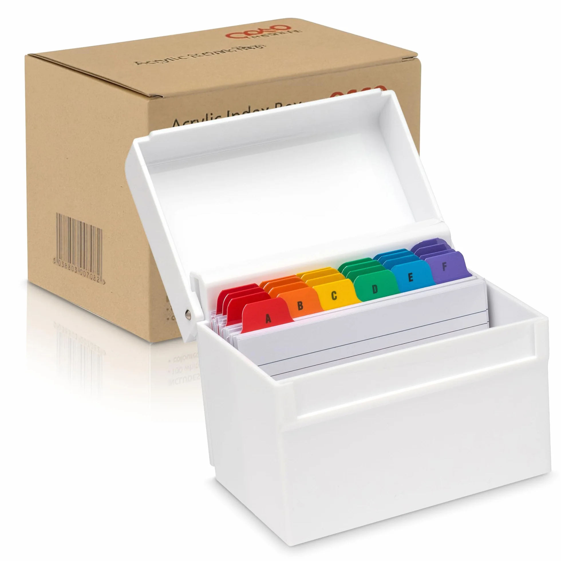 OSCO Białe plastikowe pudełko indeksowe z przegródkami A-Z, 100 arkuszy w linie 15x10 cm