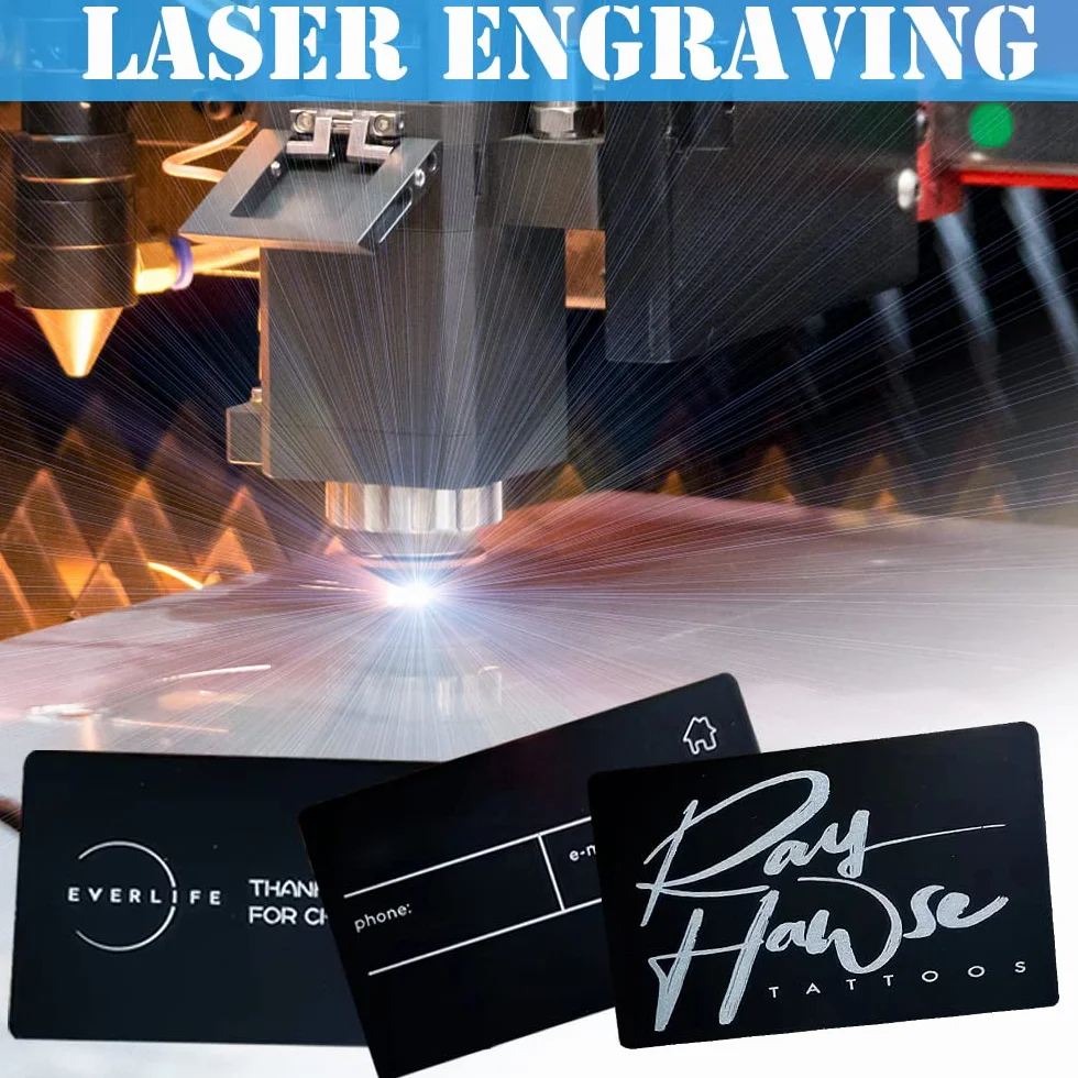 Metalowe wizytowniki aluminiowe 8,6x5,4 cm 100 sztuk grawerowane laserowo czarne