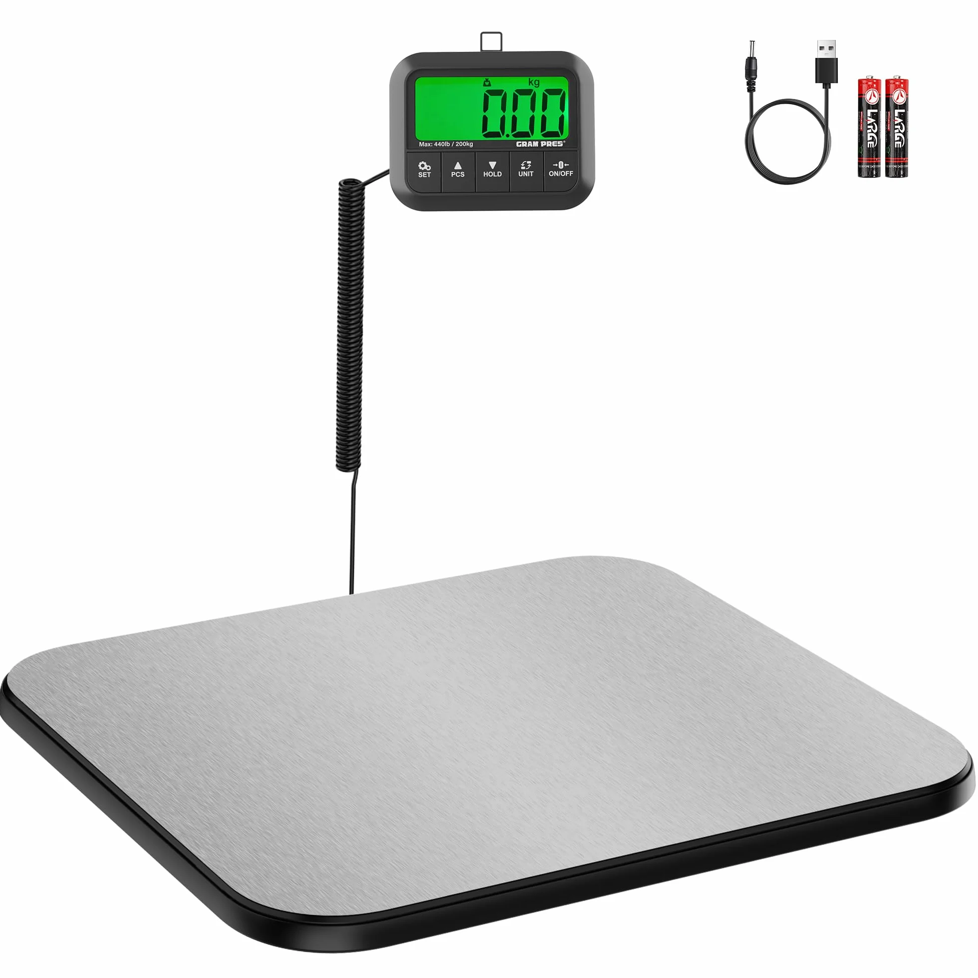 GRAM PRES Waga pocztowa cyfrowa 440 lbs/10 g LCD z uchwytem