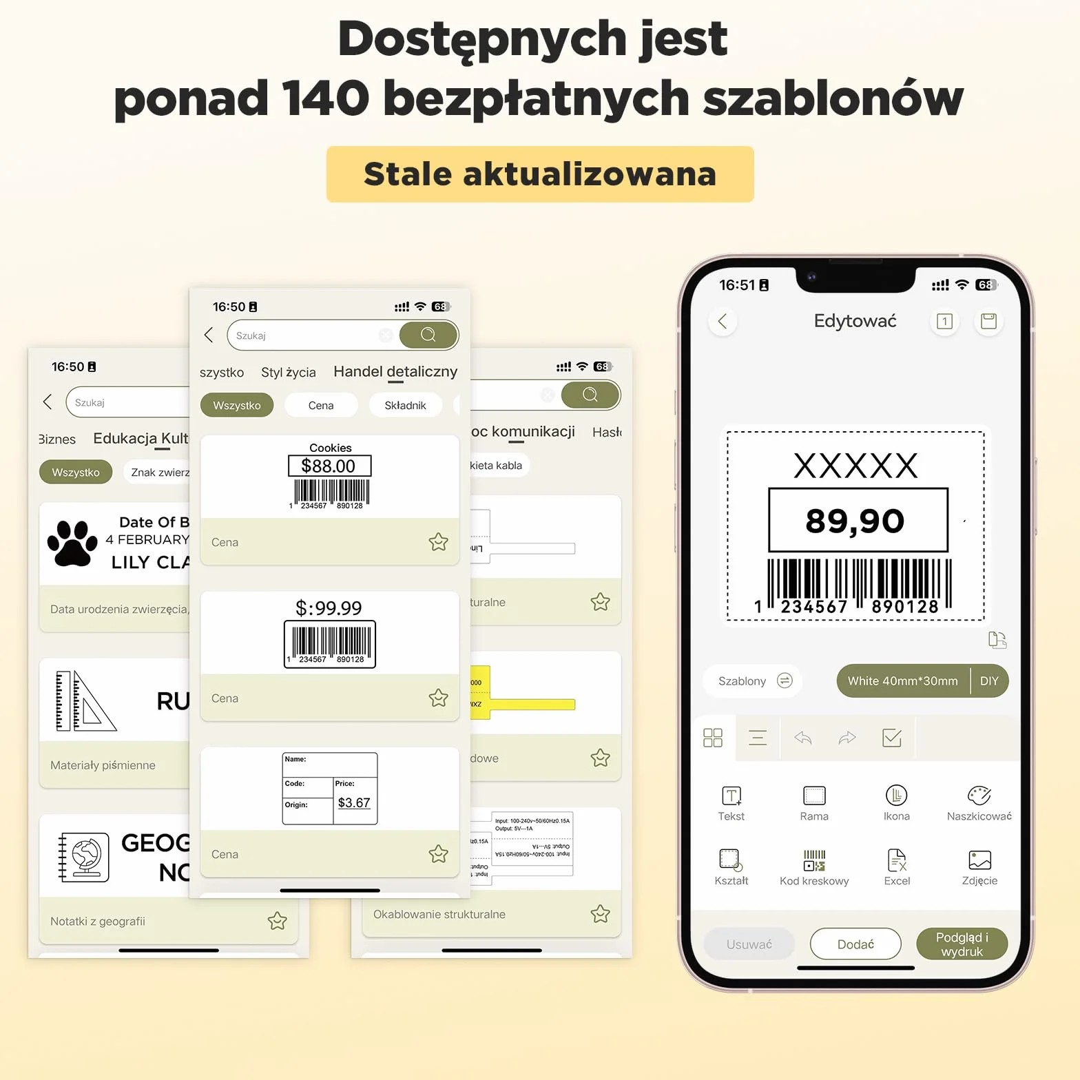SUPVAN T50M Pro Termiczna Drukarka Etykiet Samoprzylepnych z Białymi Etykietami