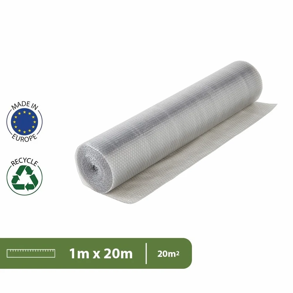 Pack And Move - Folia bąbelkowa z recyklingu - 1 x 20 M - Przeprowadzka, wysyłka i ochrona - Wysokiej jakości papier bąbelkowy