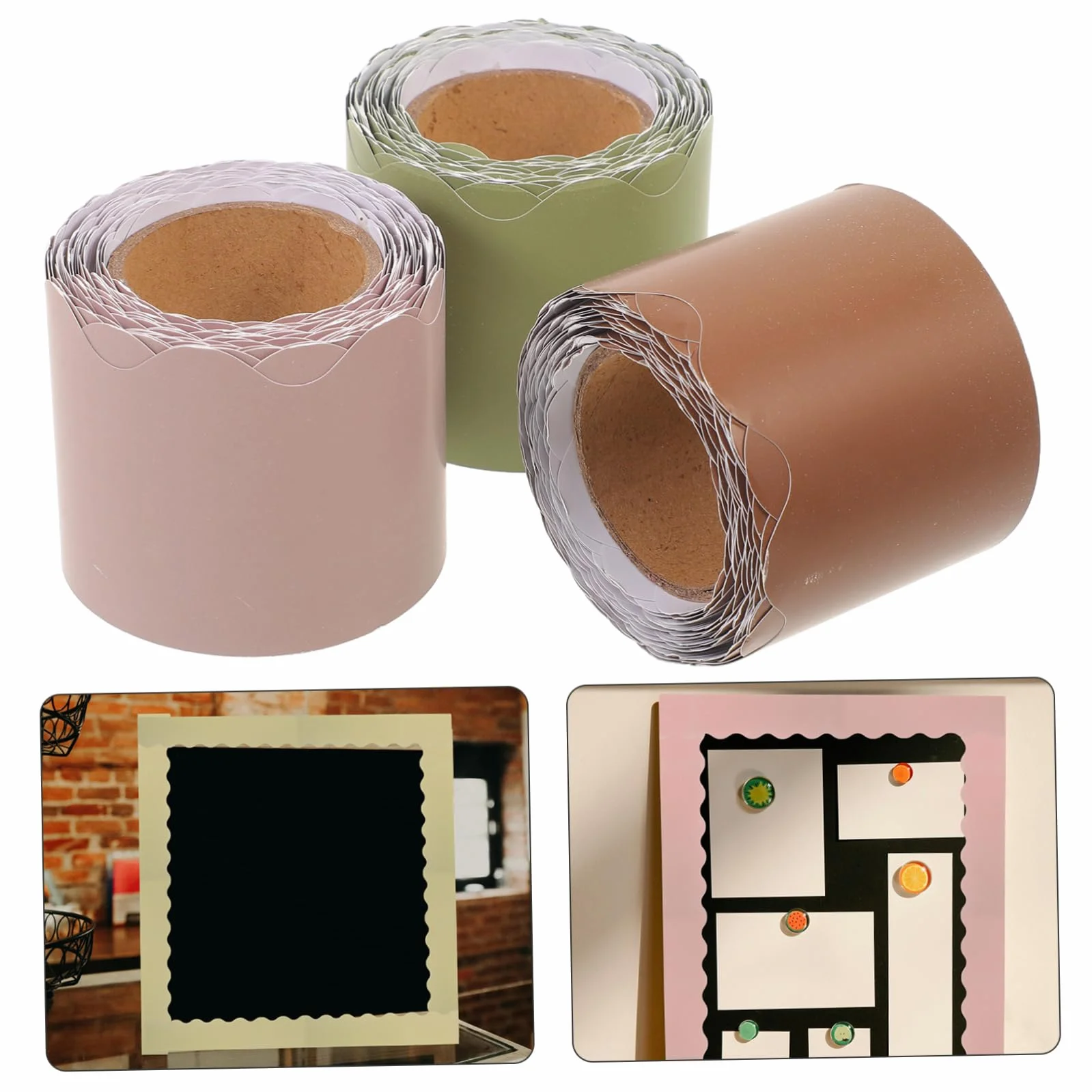 3 Rolki Scalloped Bulletin Board Borders Classroom Blackboard Border Trim Paper for DIY Craft Projects And Wall Decorations