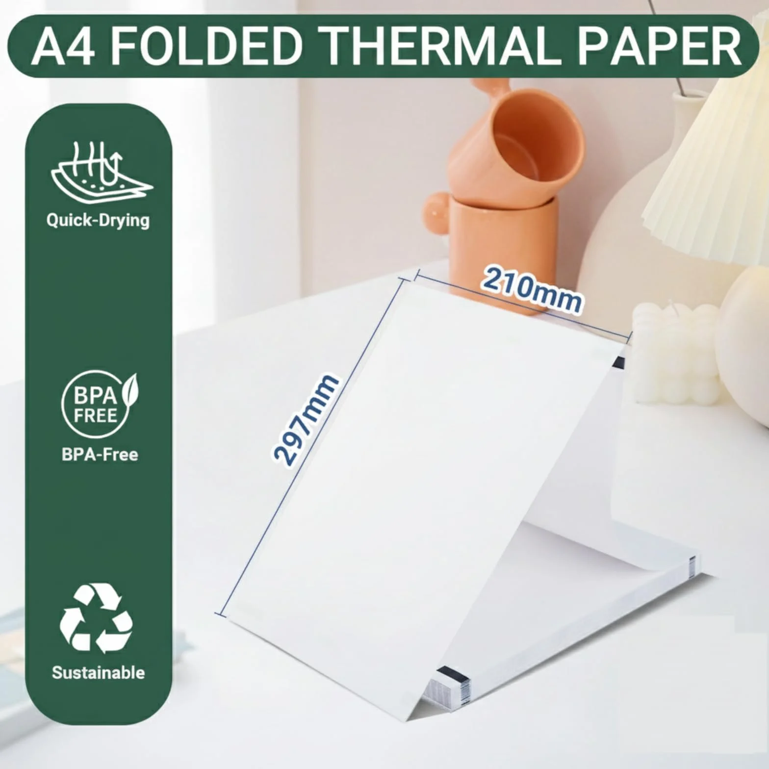 Papier Termiczny A4 200 Arkuszy - 210x297 mm, 70 g/m², Bez BPA, Szybkoschnący
