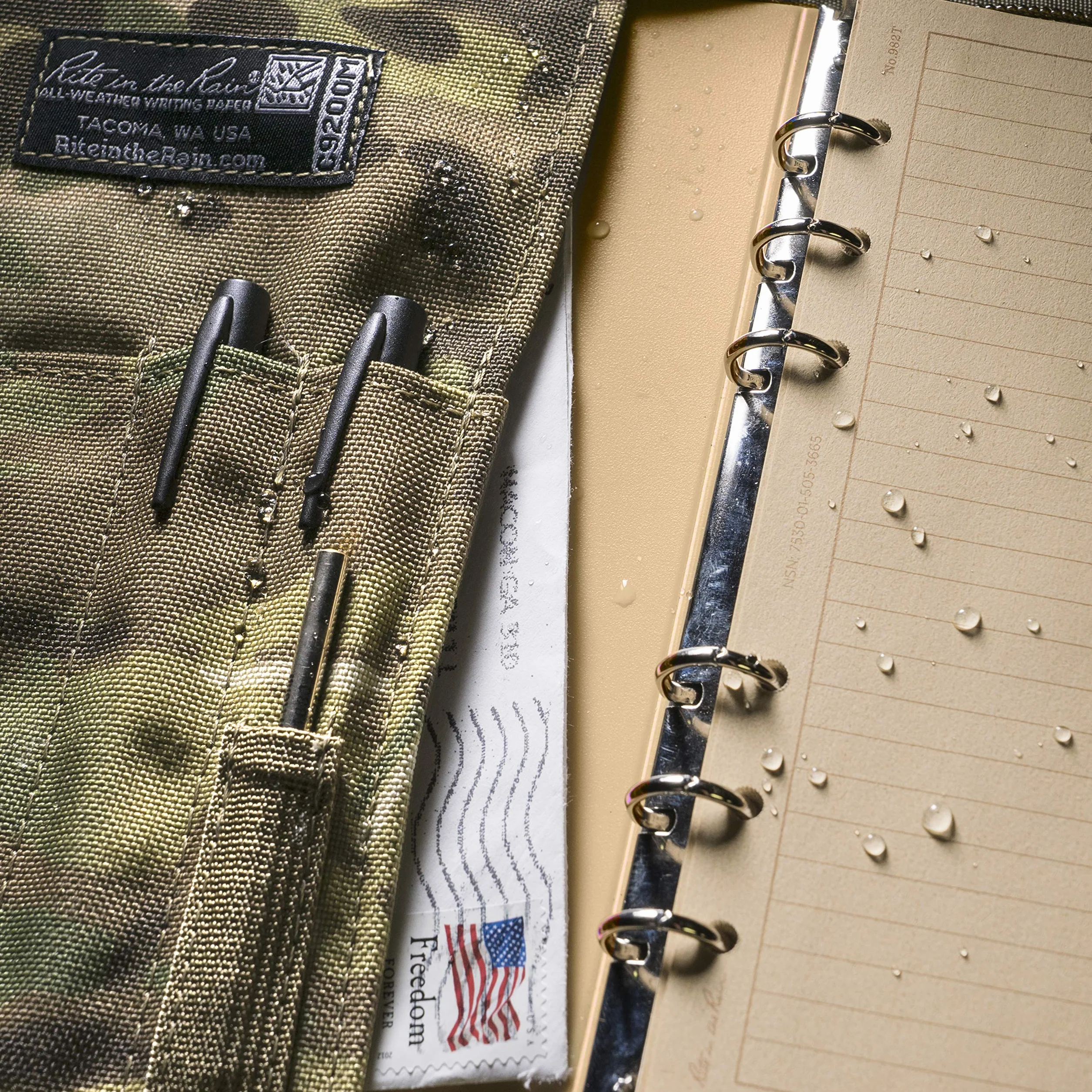 Rite in the Rain Odporna na warunki atmosferyczne tkanina Cordura®, pokrowiec na segregator pierścieniowy 16 cm x 22,5 cm, wieloramowa okładka