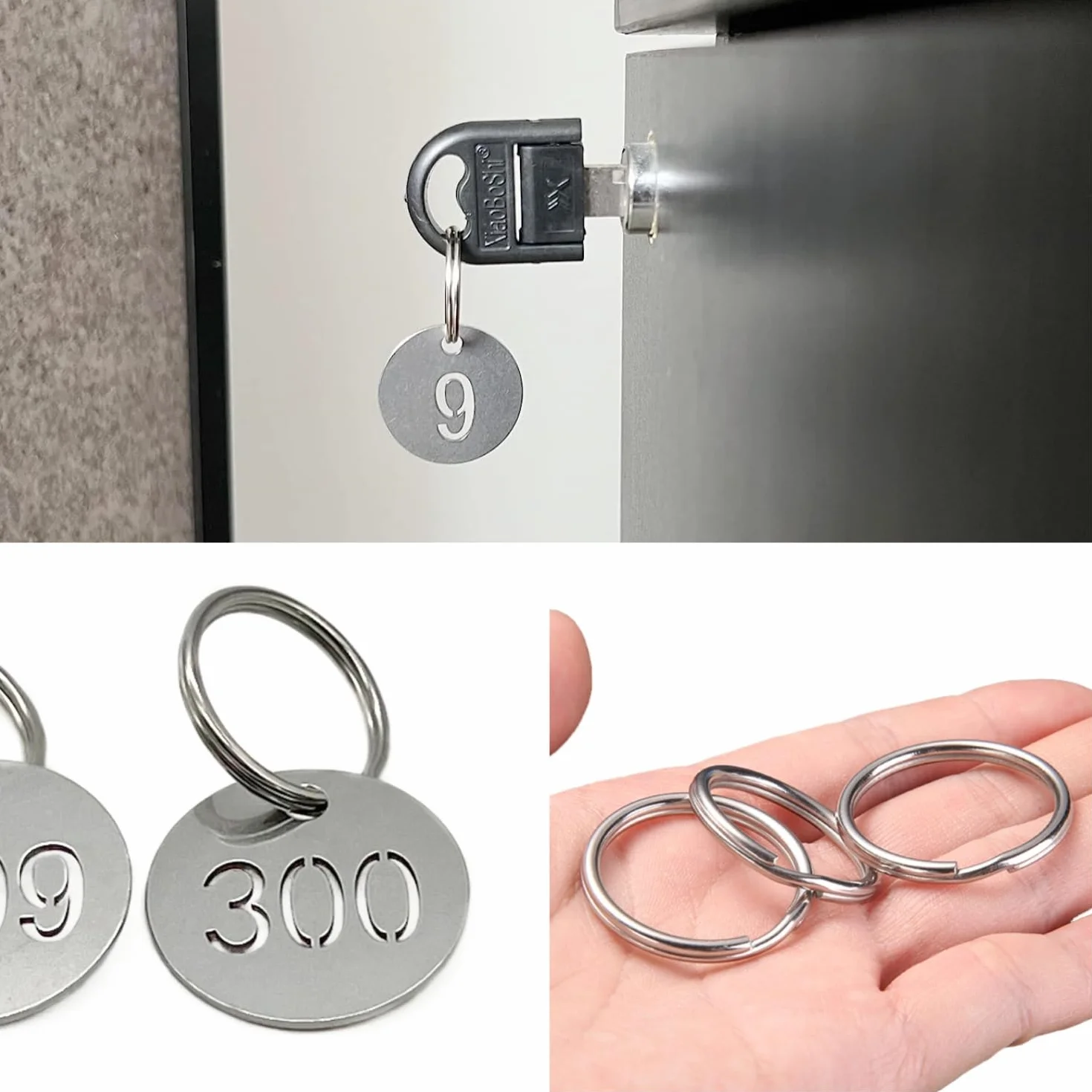 Etykiety numeryczne ze stali nierdzewnej 23 mm, 40 szt., zawieszki do kluczy z pierścieniami do liczb od 1 do 40