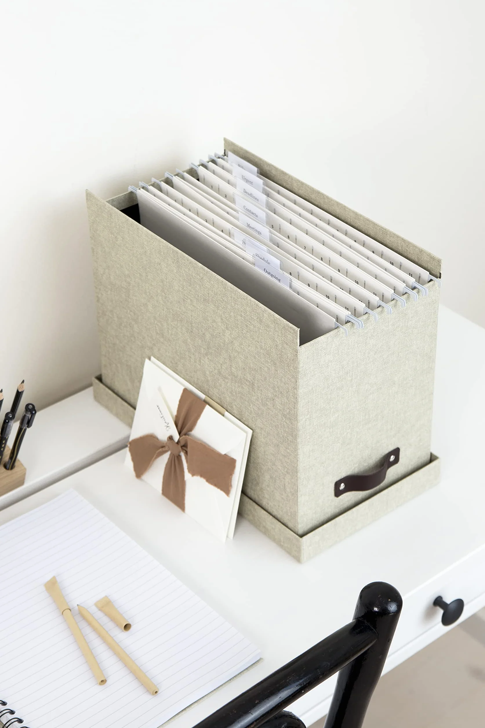 BIGSO BOX OF SWEDEN JOHAN Pudełko na dokumenty z pokrywką 8 skoroszytów płyta pilśniowa papier len