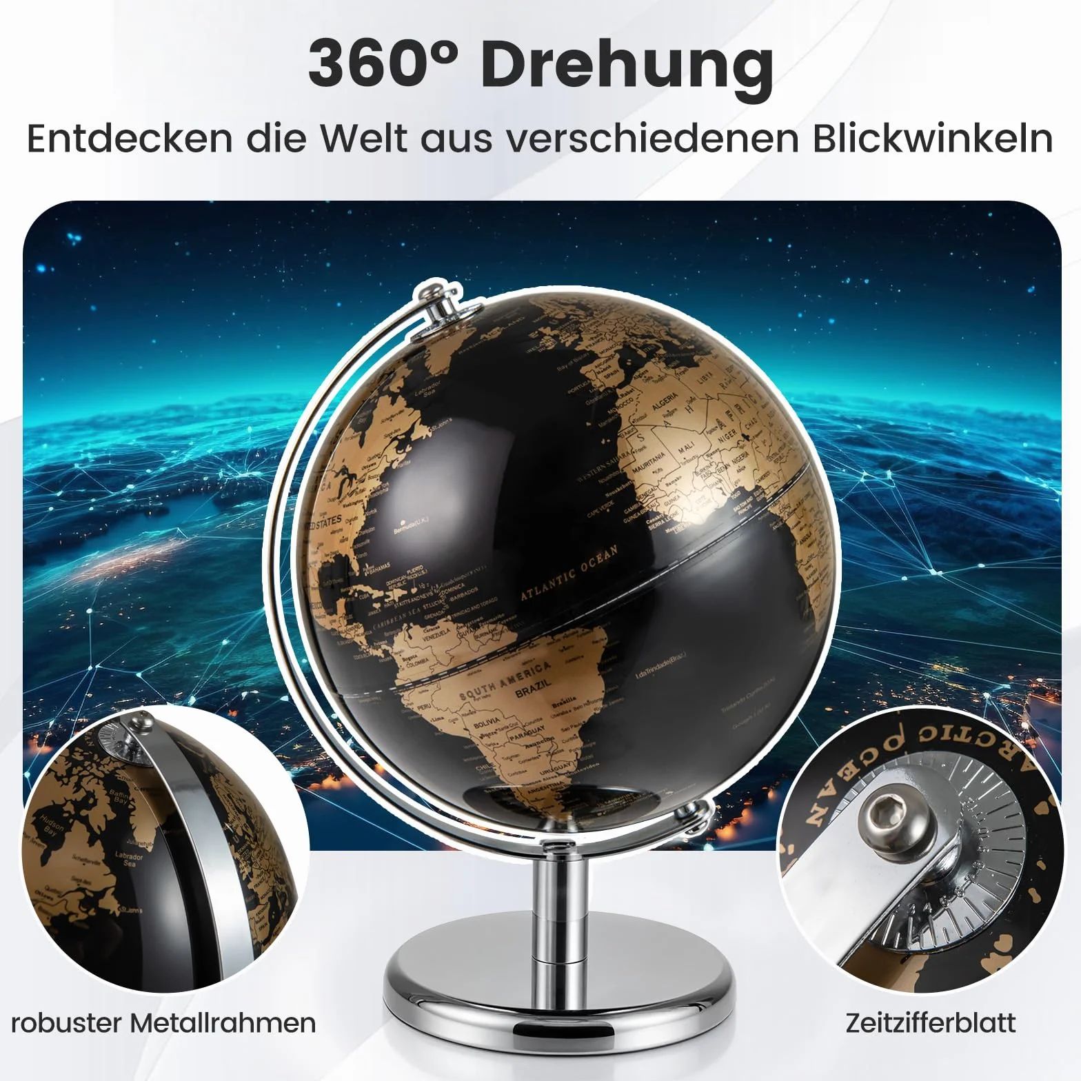 COSTWAY Globus 20 cm obracany 360° mapa angielska metalowy stojak edukacyjny geograficzny