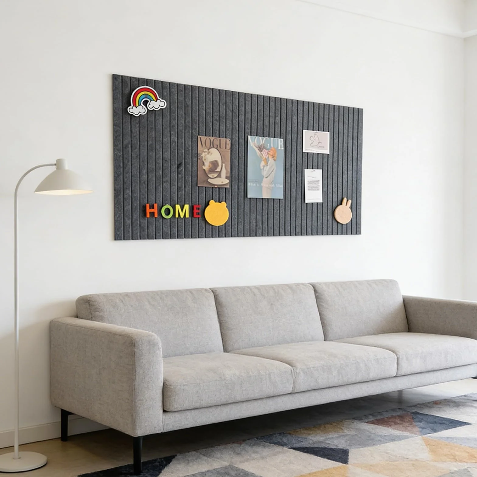 Duża filcowa tablica do przypinania, samoprzylepna, 60 x 40 cm, kolor cytrynowy żółty, pionowy pasek, dekoracyjna tablica do przypinania z filcu, składana tablica na zdjęcia, tablica memo, tablica do