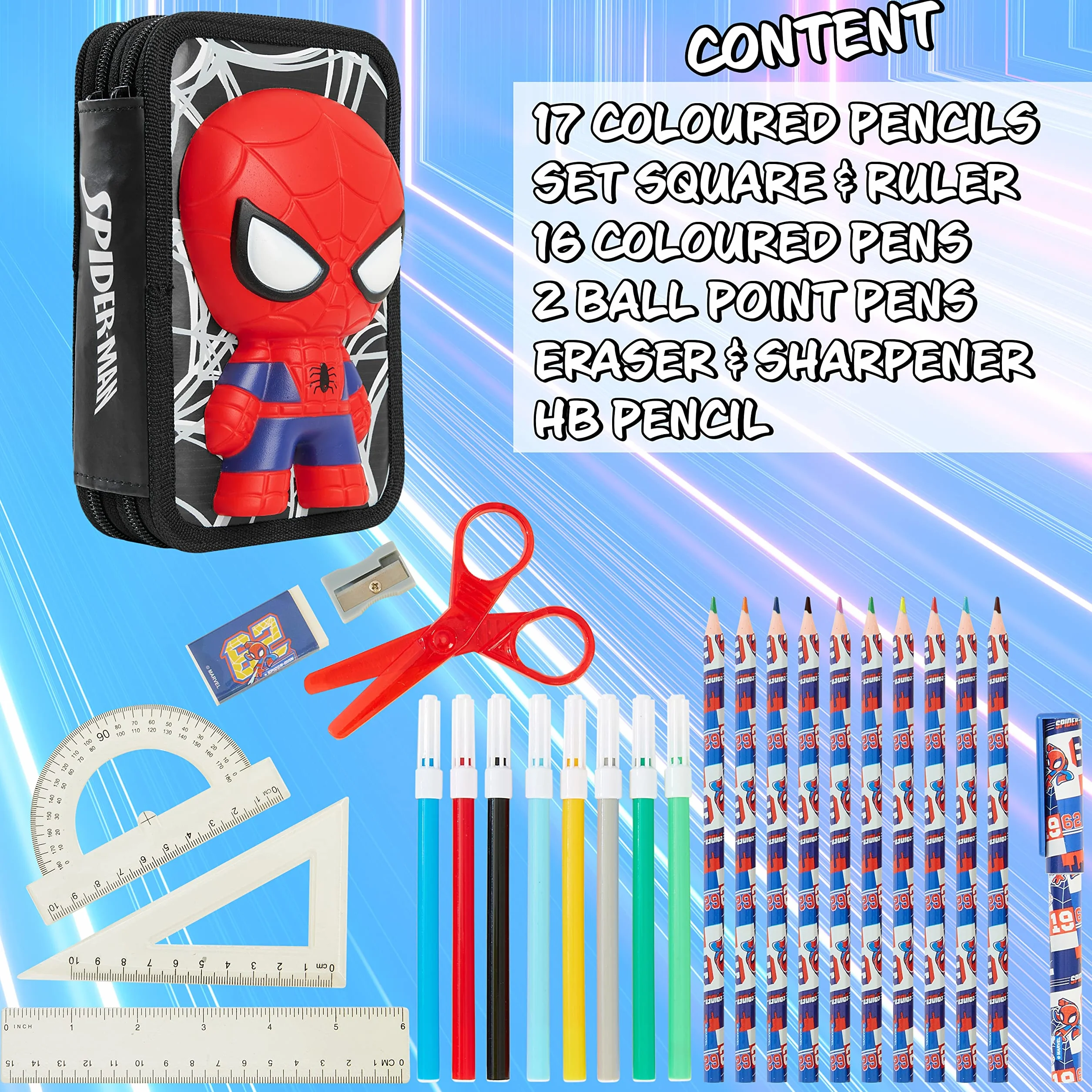 Marvel Piórnik chłopięcy z przegródkami filc Spiderman Avengers prezent szkoła