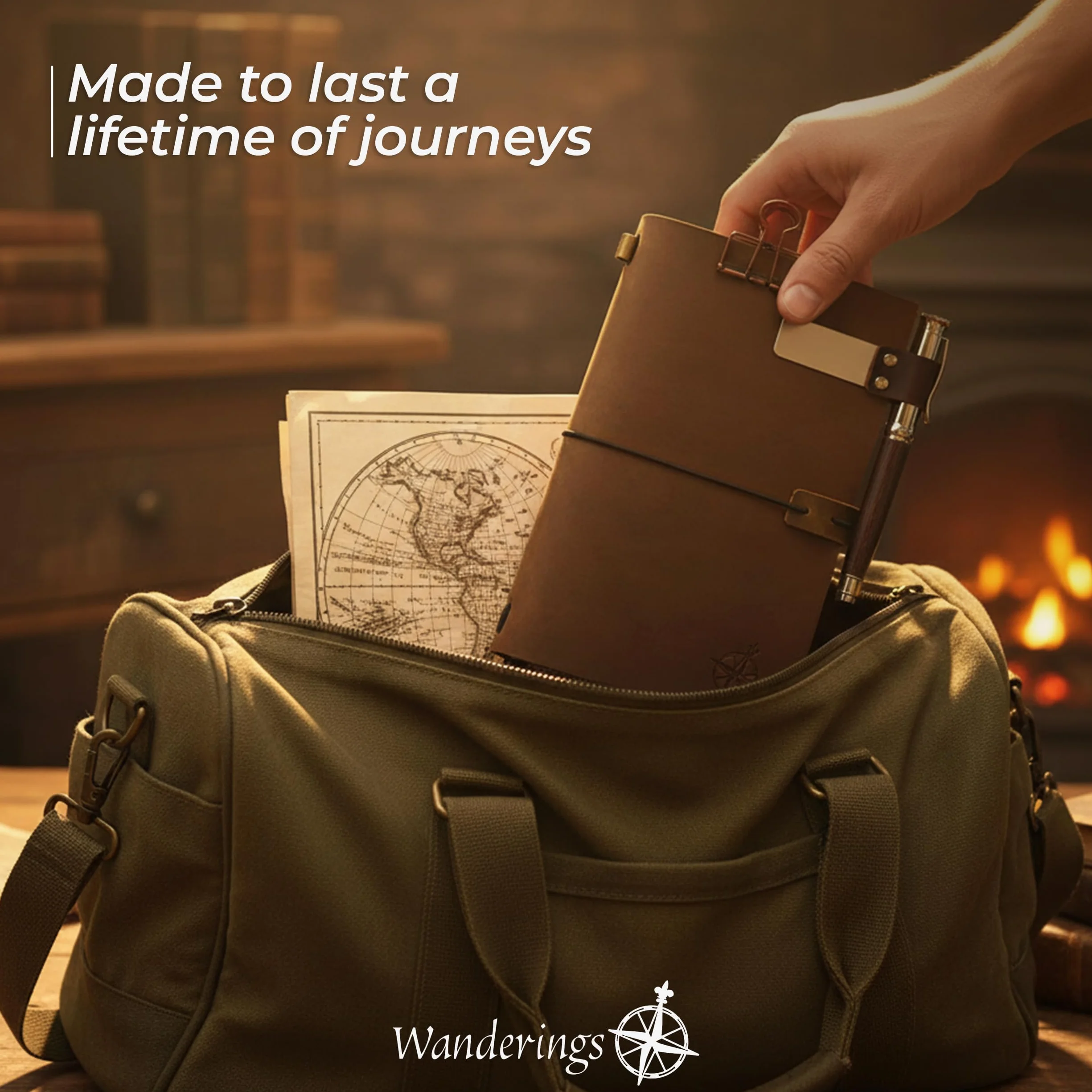 Skórzany Notes A5 Travelers Notebook 22x15 cm – Wymienny Dziennik Podróżny z Uchwytem na Długopis
