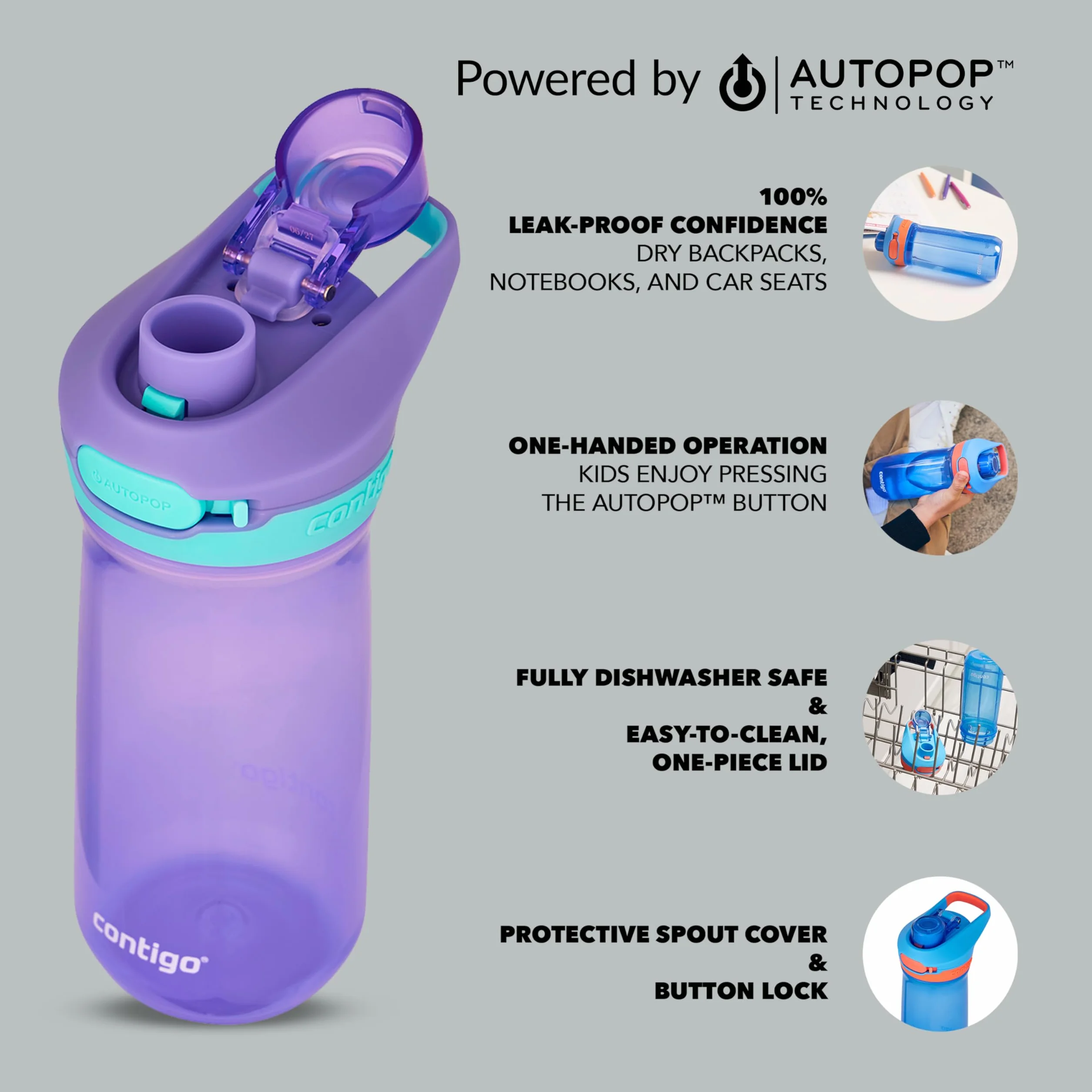 Contigo Jessie Autopop butelka na wodę dla dzieci 420 ml szczelna