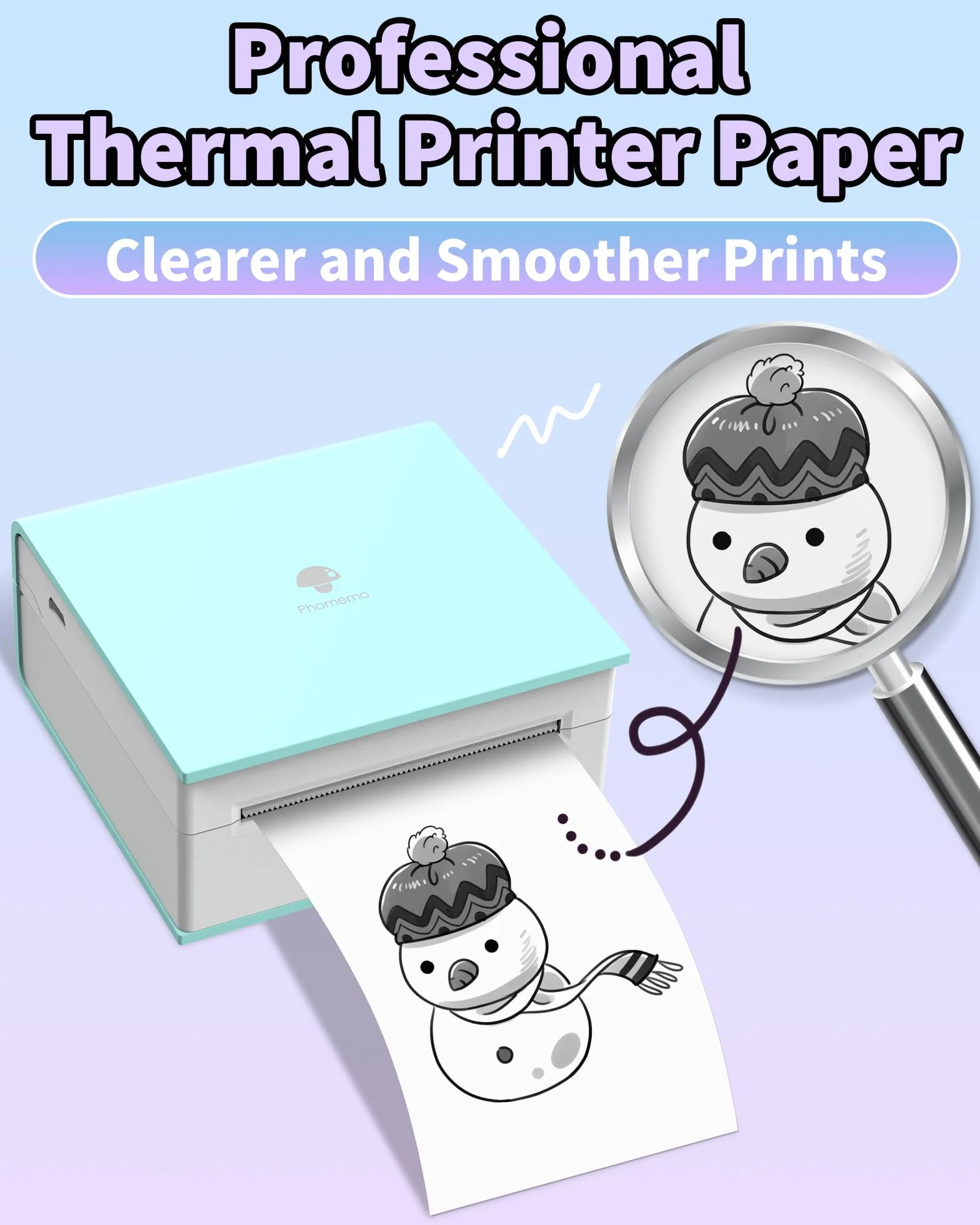 Phomemo Biały nieklejący papier termiczny do Phomemo T02, M02, M02S, M02PRO, M03, M03AS, M04S, M04AS przenośna drukarka termiczna do listy zadań, notatek, 50 mm x 6,5 m