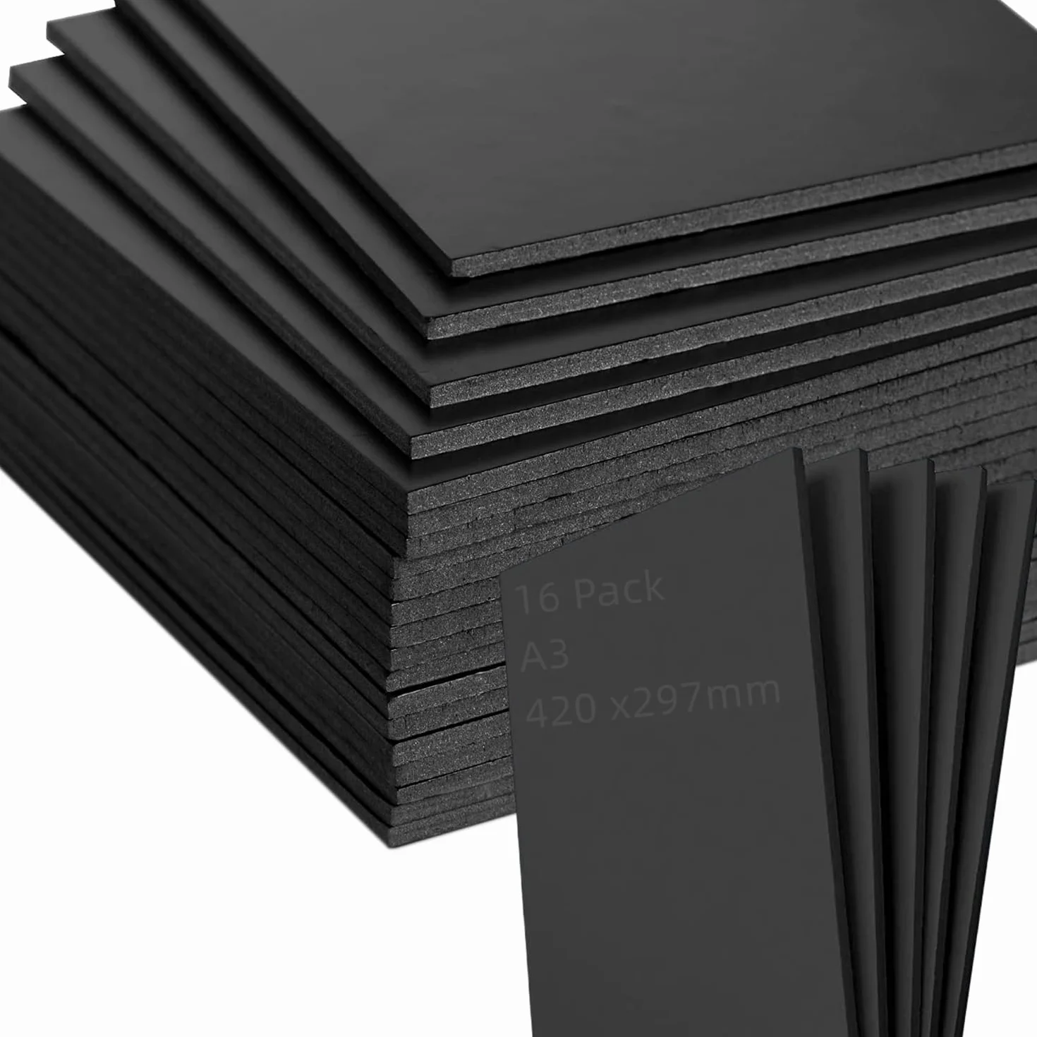Czarna płyta piankowa A3, arkusz rdzeniowy z pianki o grubości 5 mm, polistyren A3, 297 x 420 mm, 16 szt