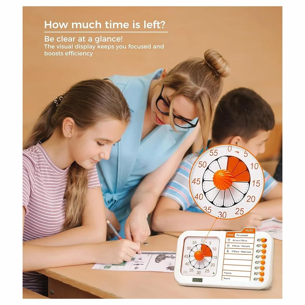 ISTOVO 3 w 1 Wizualny Timer ADHD dla Dzieci i Dorosłych z Tablicą Planowania, Timerem Zadań, Wykresem Obowiązków i Wizualnym Planem Harmonogramu