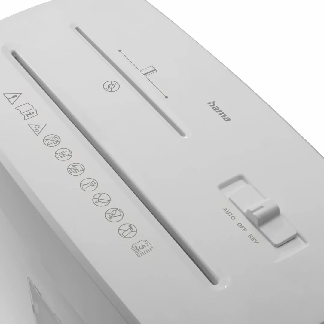 Niszczarka Hama Prime M50CD-W P5 T2 E2 O1 do Papieru, Płyt CD DVD, Kart RODO - Bezpieczne Mikrocięcie w Domu i Biurze