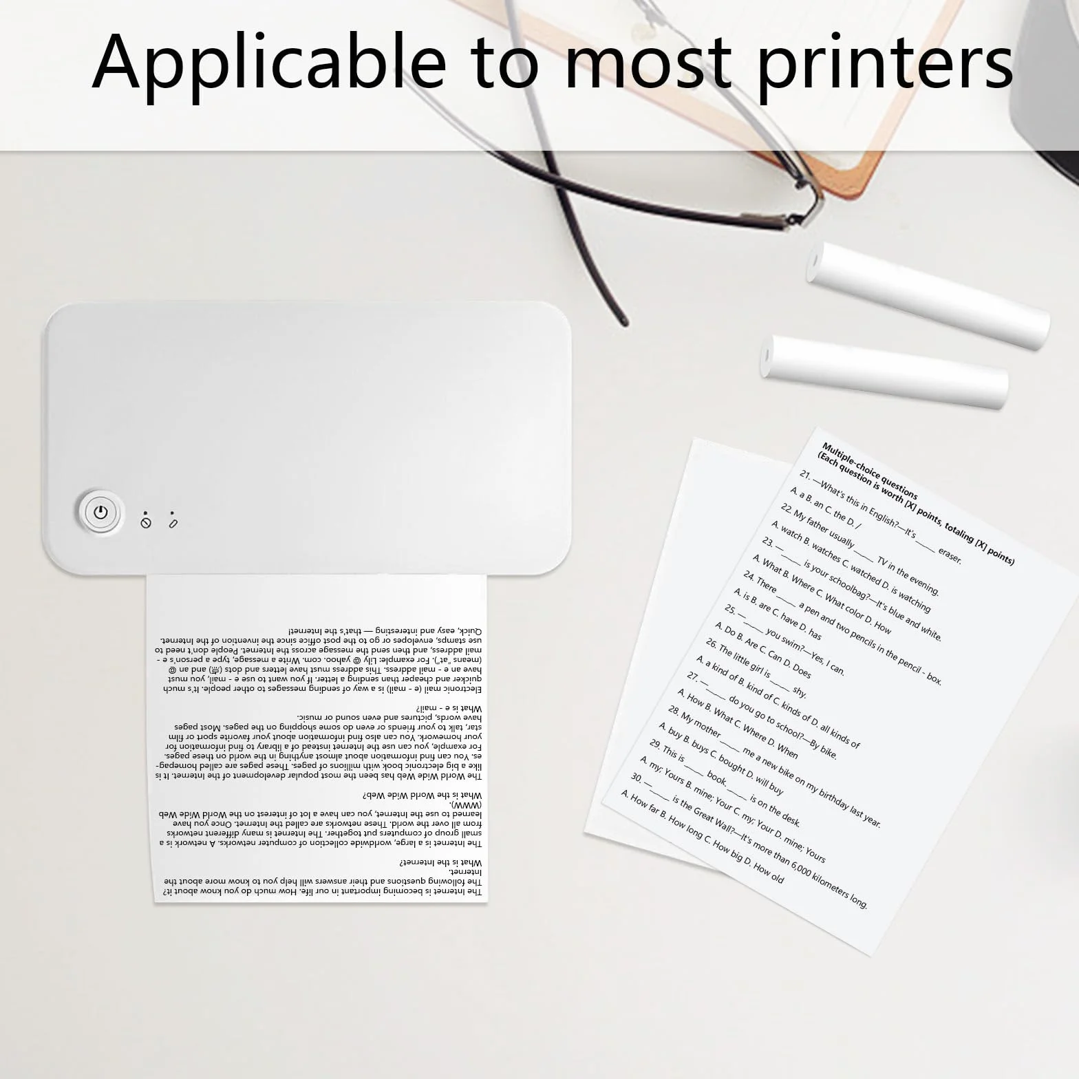 Xmart 5 Rolek Papieru Termicznego A4 Papier Termiczny do Drukarki Przenośnej Papier Termiczny A4 Szybkoschnący Idealny Ciągłego Drukowania Plik Strony Internetowe ZdjęCia 210x297mm Około 125 Arkuszy