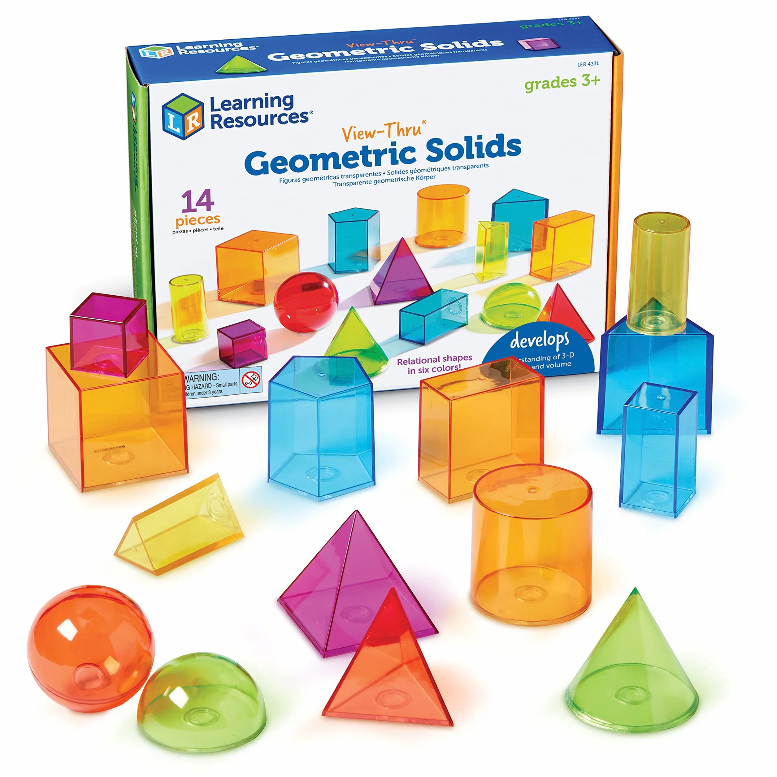 Learning Resources View-Thru Kolorowy Geometryczny Ksztalty 14-Kawałek Zestaw