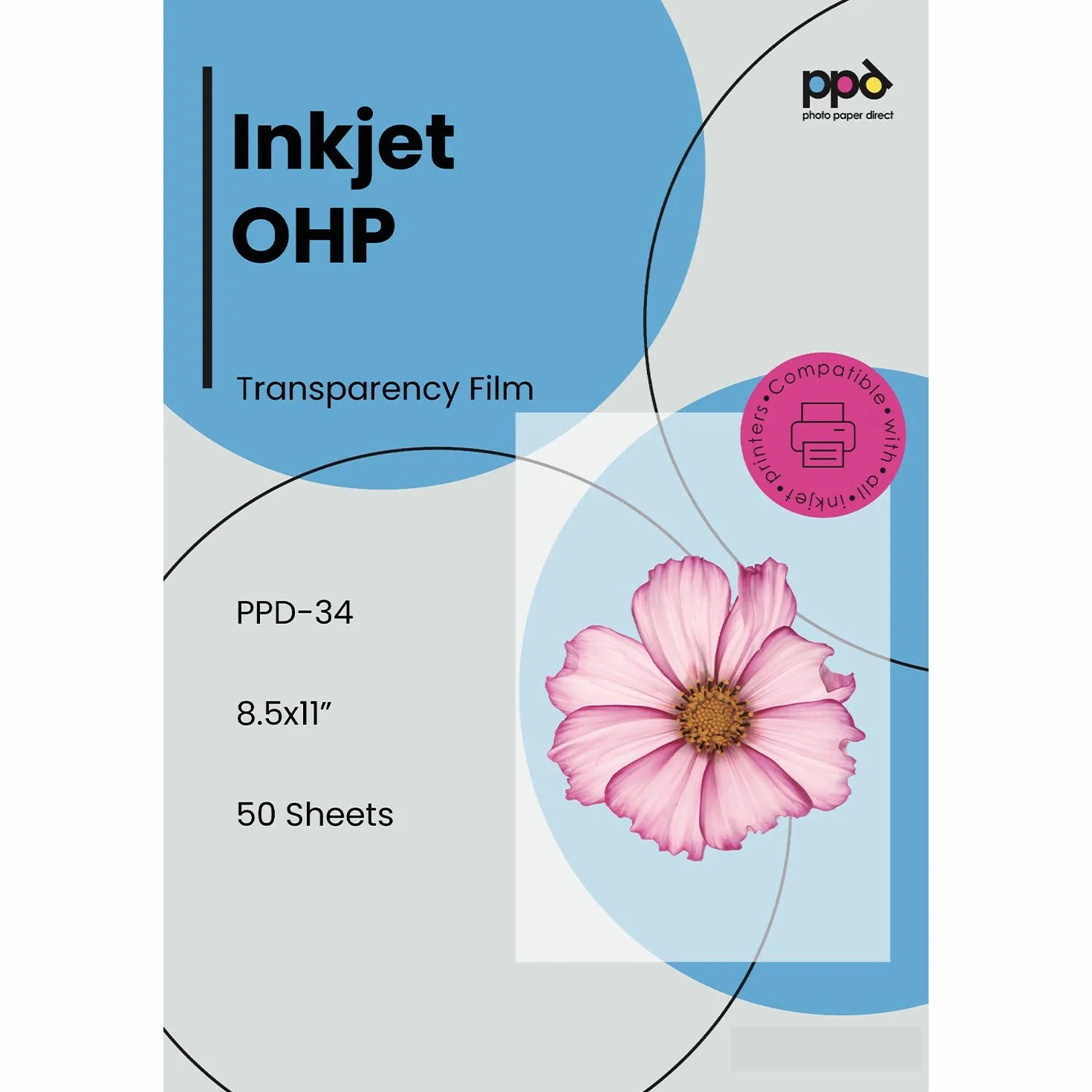 PPD A4 50 Przezroczystych Folii do Drukarek Atramentowych - PPD-34-50