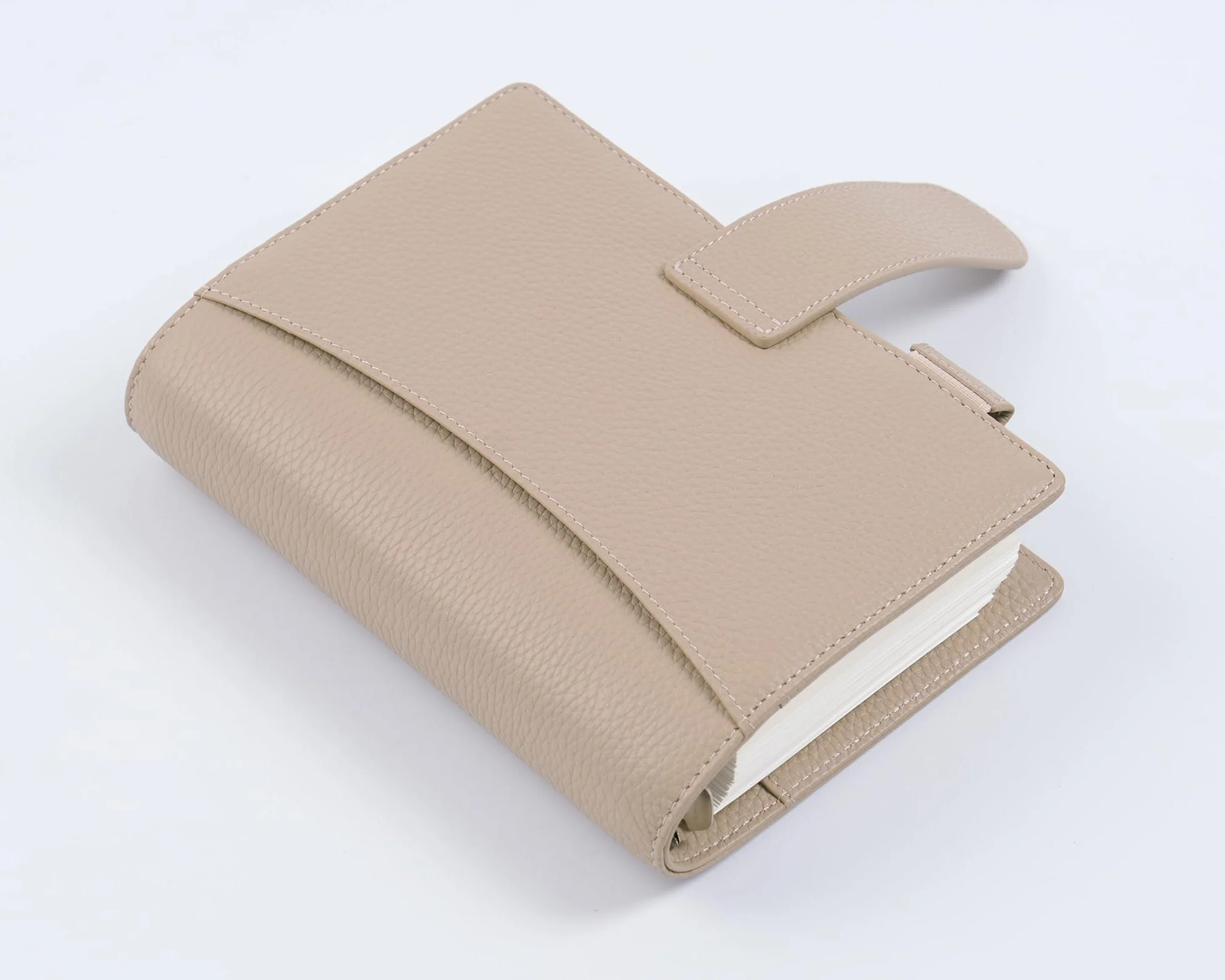 Moterm Elite Personal Rings planer organizer z prawdziwej skóry 25 mm żwirowo-taupe