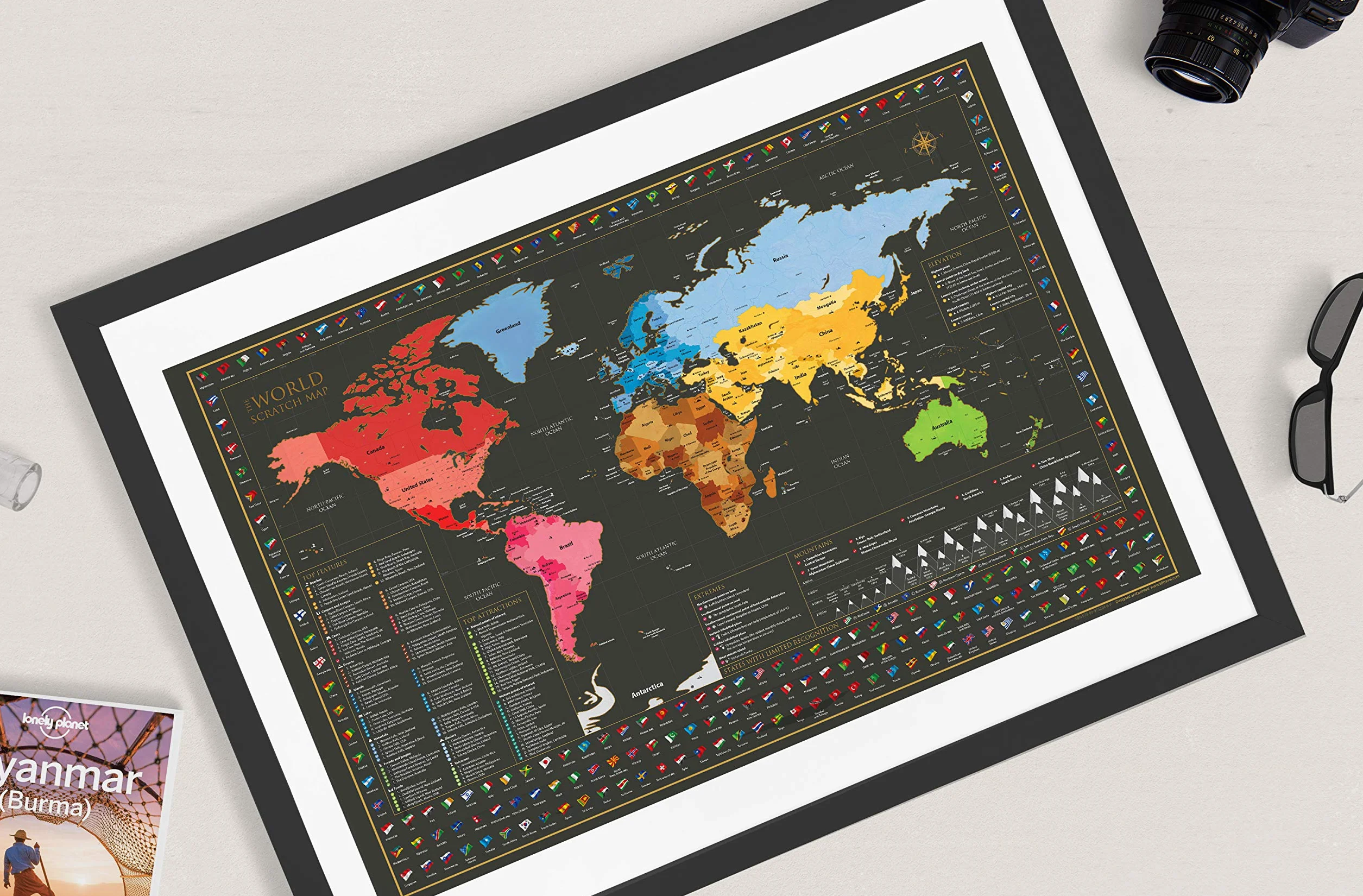 Mapa zdrapywania świata plakat ścienny - duży piękny świat mapa zdrapywania - idealny prezent podróżny - 84,1 cm x 59,4 cm