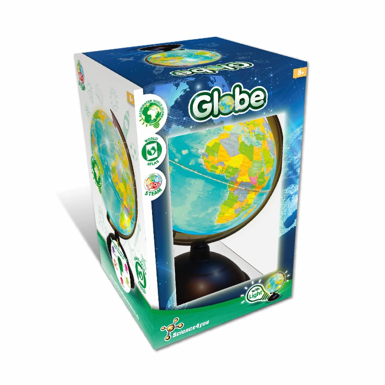 Science4you Balon z latarnią dla dzieci 8-11 lat: piłka świata, Atlas, nauka i gry edukacyjne